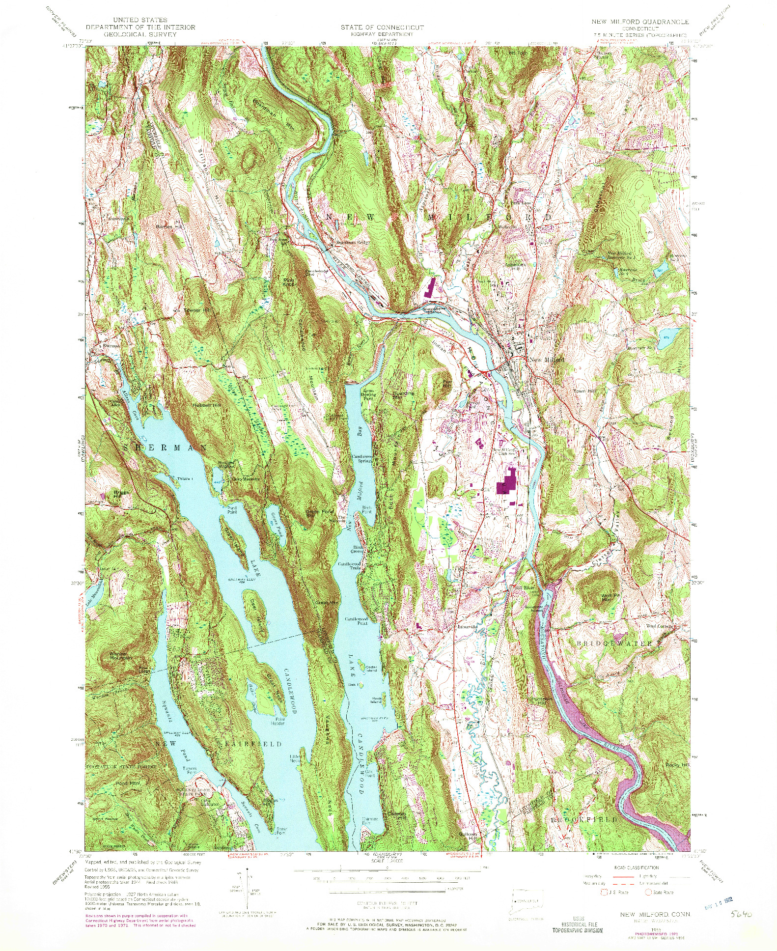 USGS 1:24000-SCALE QUADRANGLE FOR NEW MILFORD, CT 1955