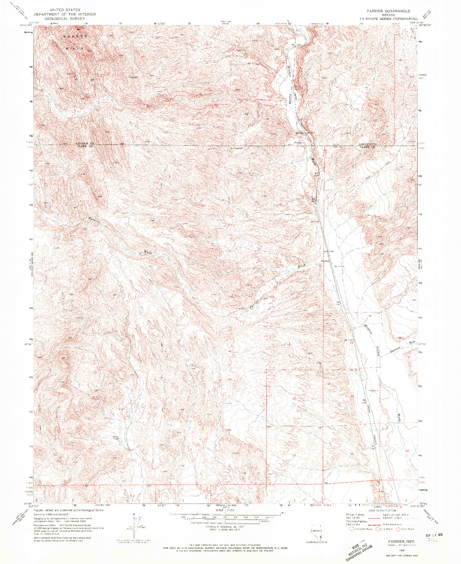 USGS 1:24000-SCALE QUADRANGLE FOR FARRIER, NV 1969