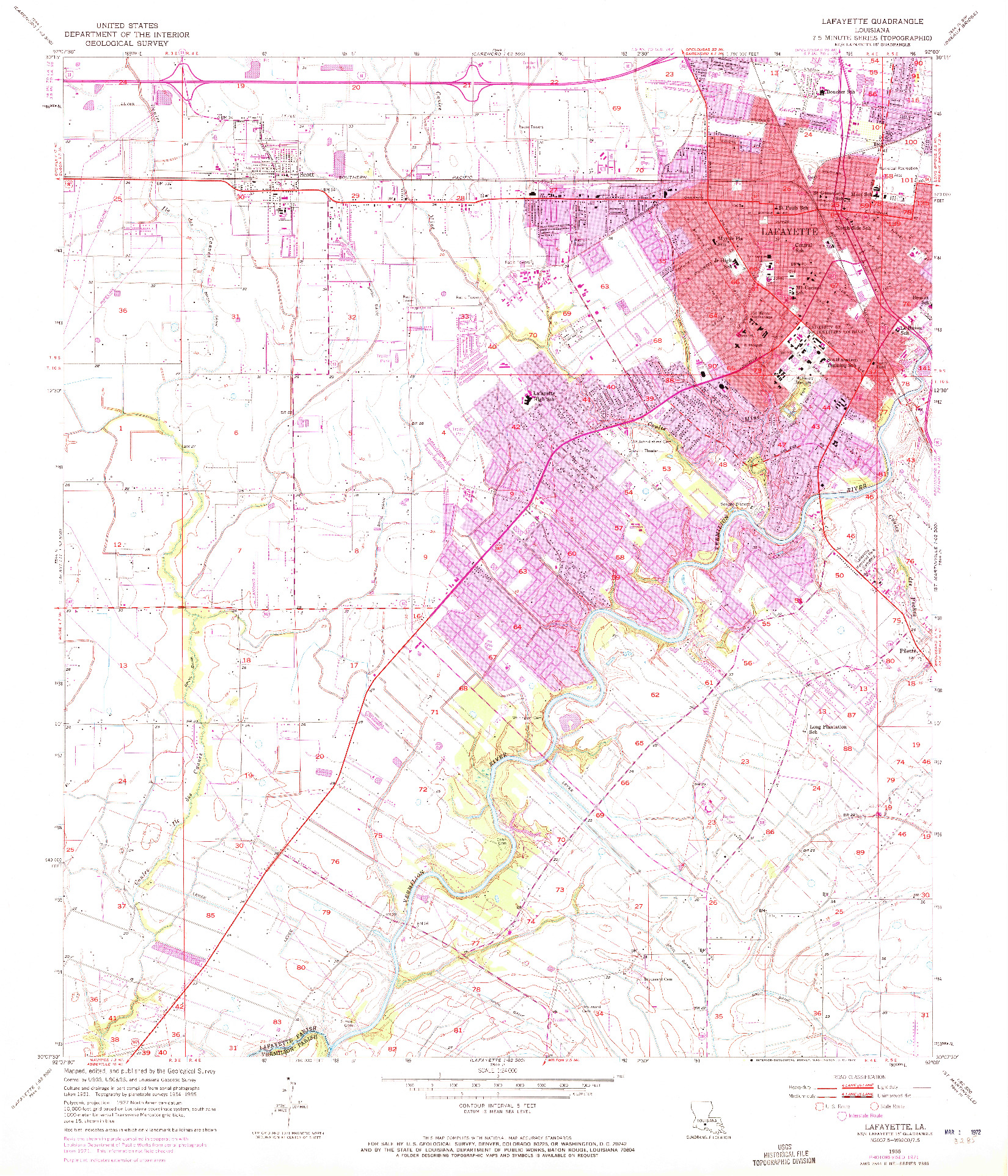 USGS 1:24000-SCALE QUADRANGLE FOR LAFAYETTE, LA 1955