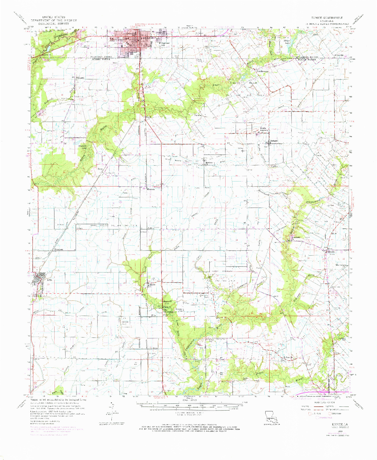 USGS 1:62500-SCALE QUADRANGLE FOR EUNICE, LA 1959