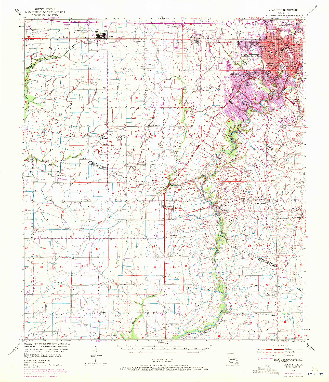 USGS 1:62500-SCALE QUADRANGLE FOR LAFAYETTE, LA 1955