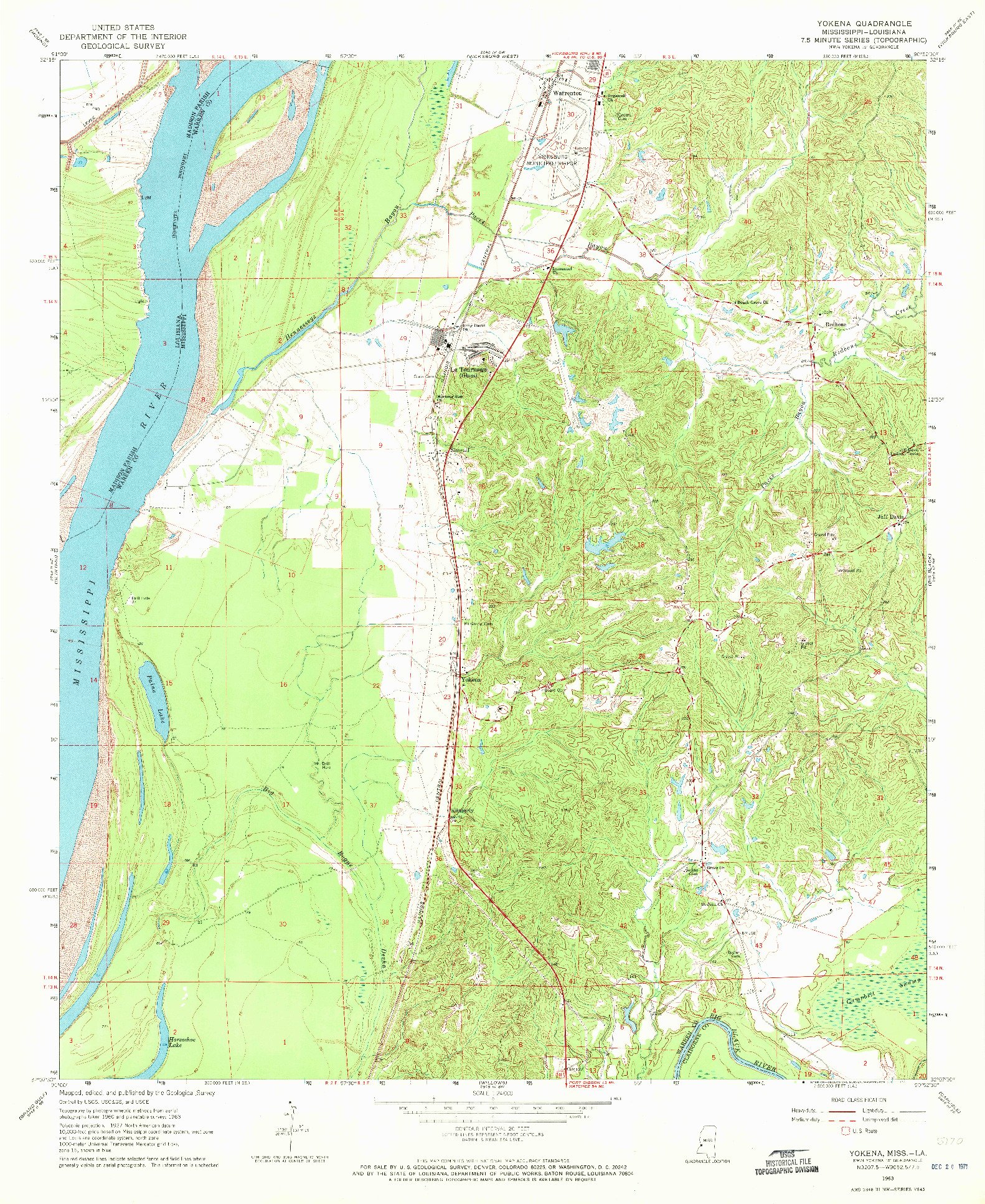 USGS 1:24000-SCALE QUADRANGLE FOR YOKENA, MS 1963