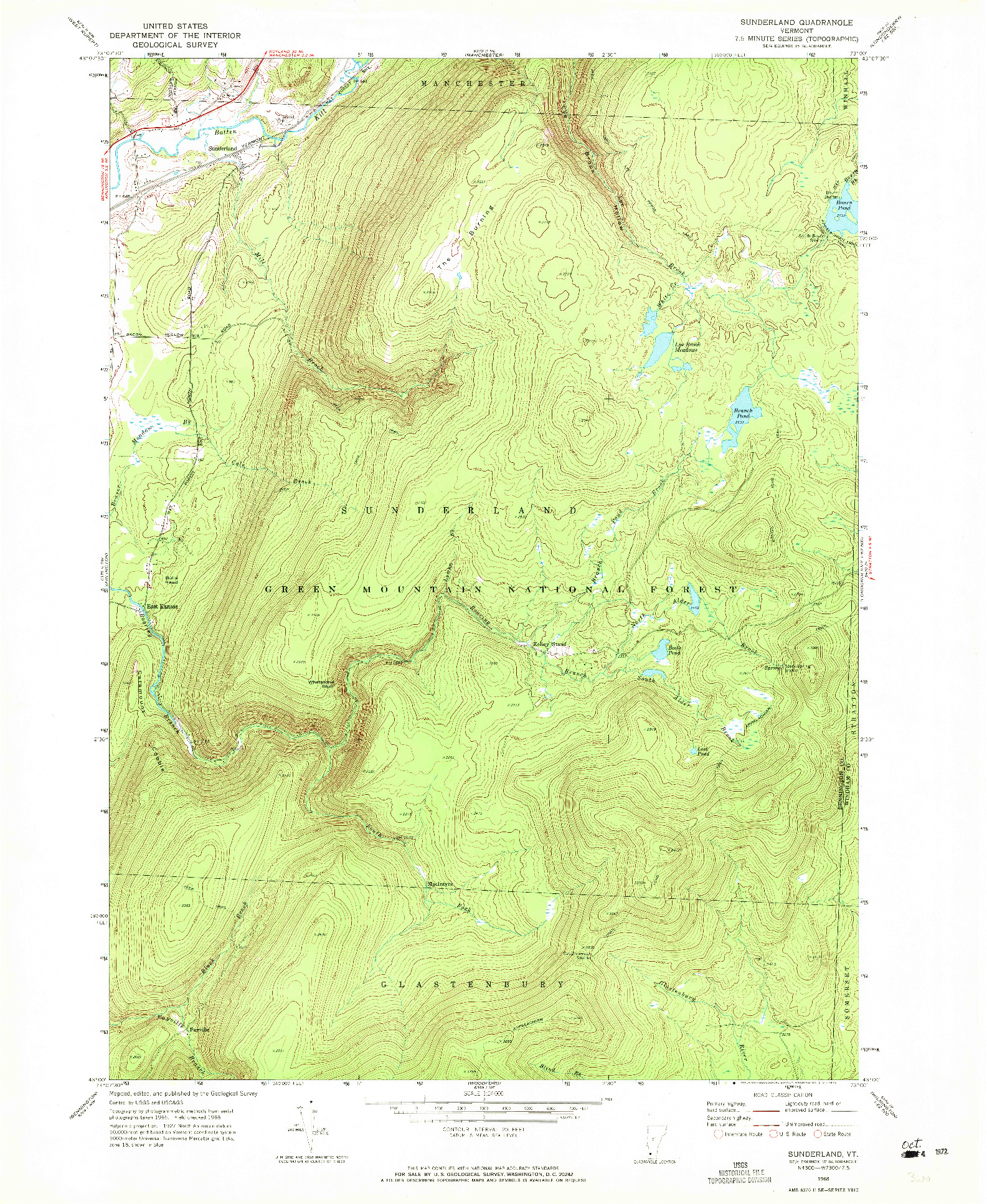 USGS 1:24000-SCALE QUADRANGLE FOR SUNDERLAND, VT 1968