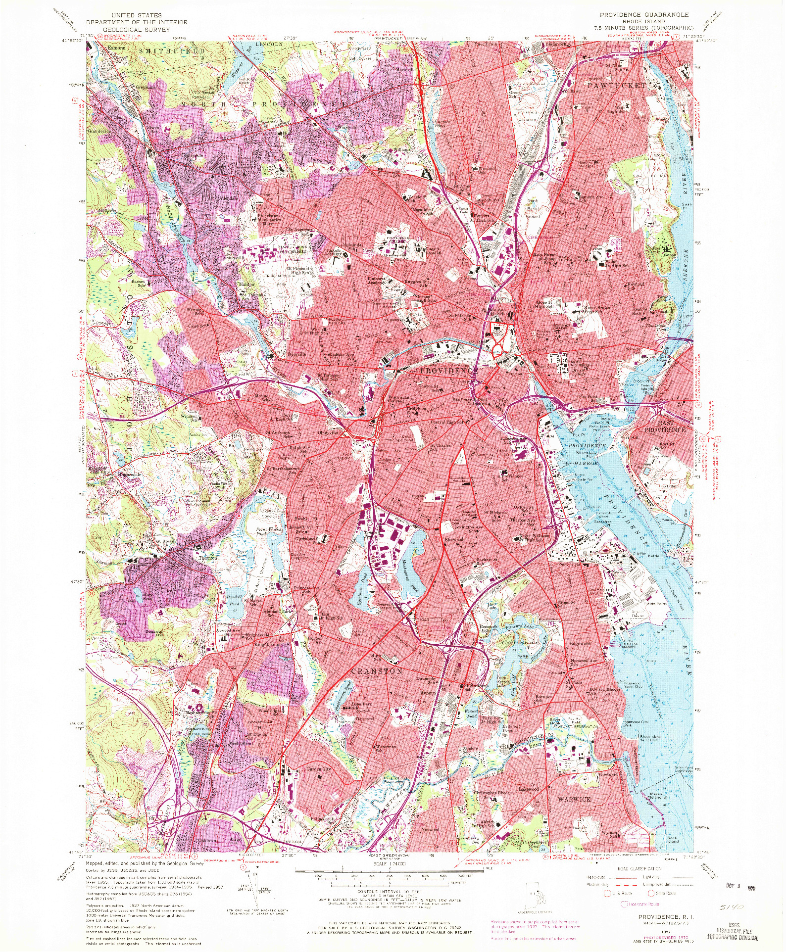 USGS 1:24000-SCALE QUADRANGLE FOR PROVIDENCE, RI 1957