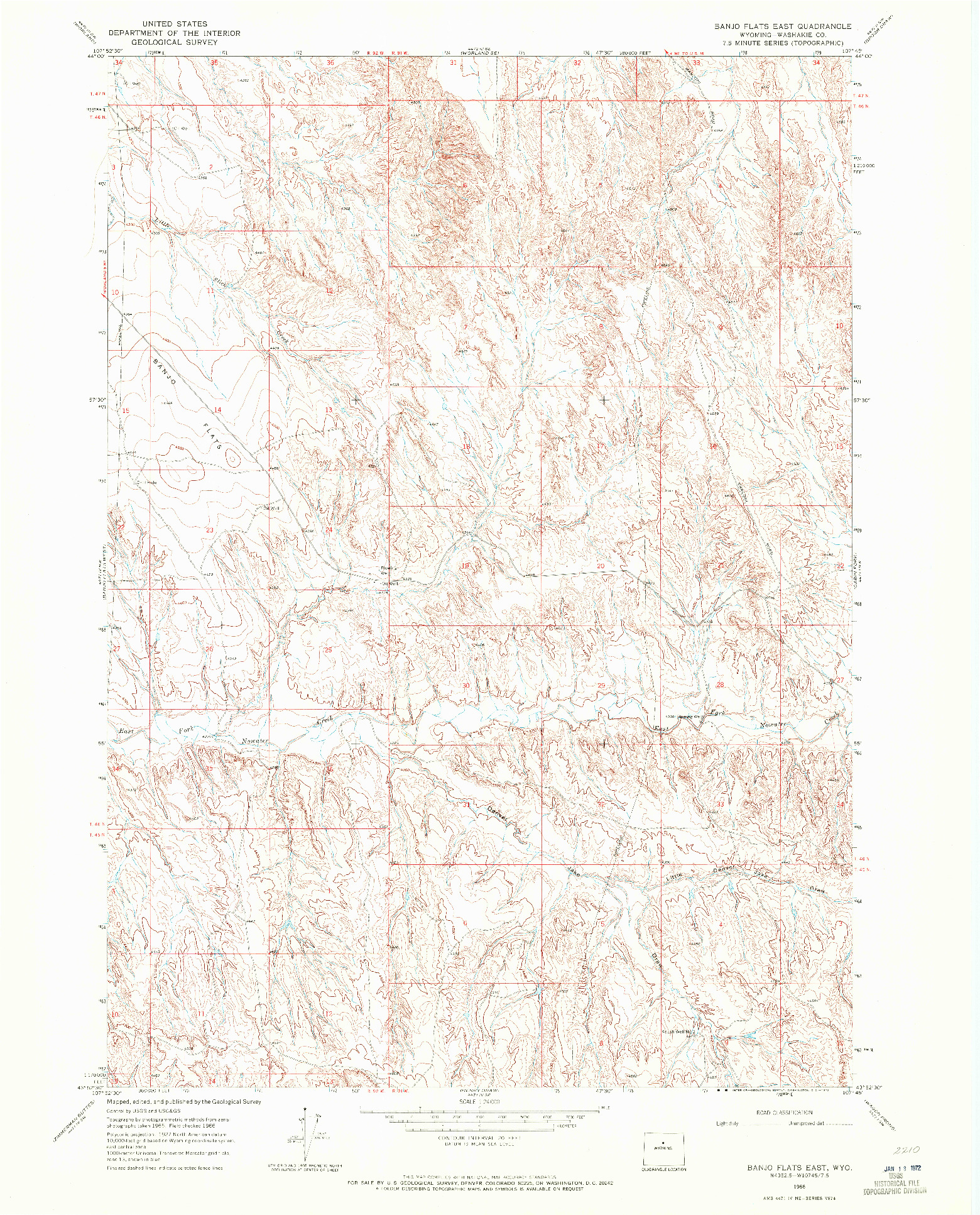 USGS 1:24000-SCALE QUADRANGLE FOR BANJO FLATS EAST, WY 1966