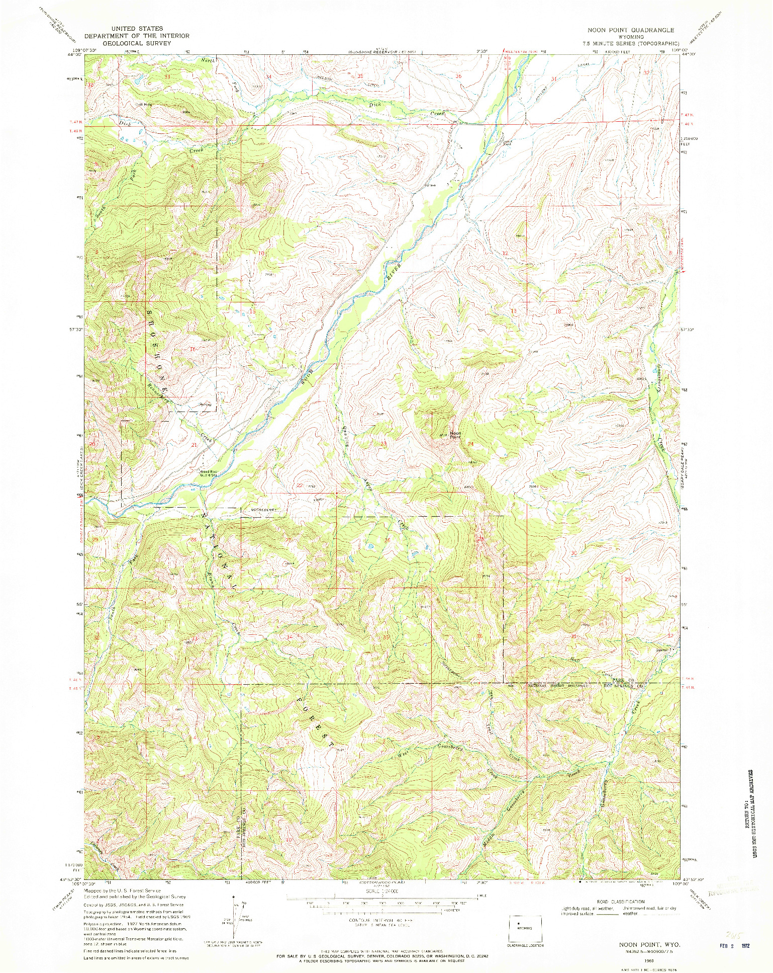 USGS 1:24000-SCALE QUADRANGLE FOR NOON POINT, WY 1969