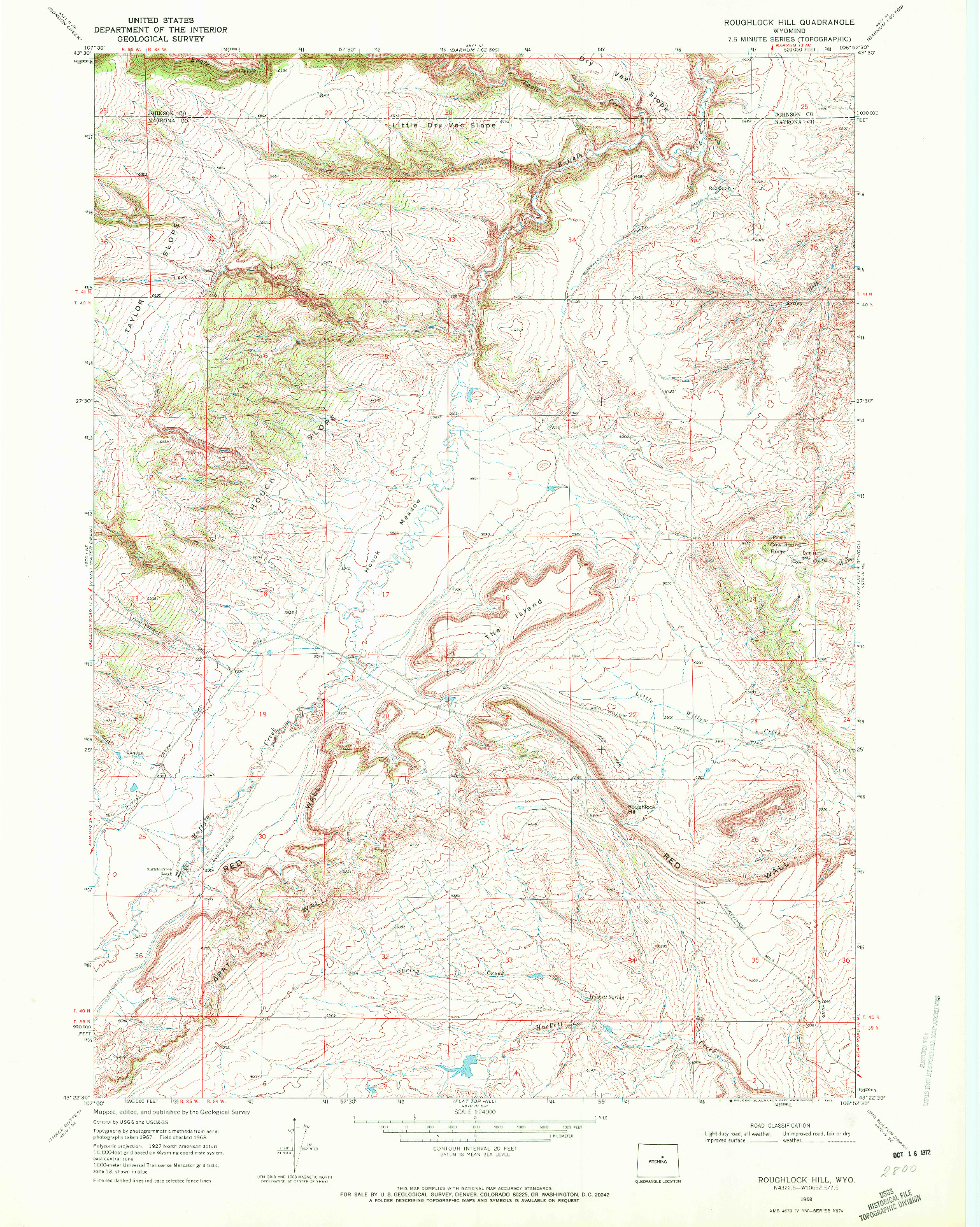 USGS 1:24000-SCALE QUADRANGLE FOR ROUGHLOCK HILL, WY 1968