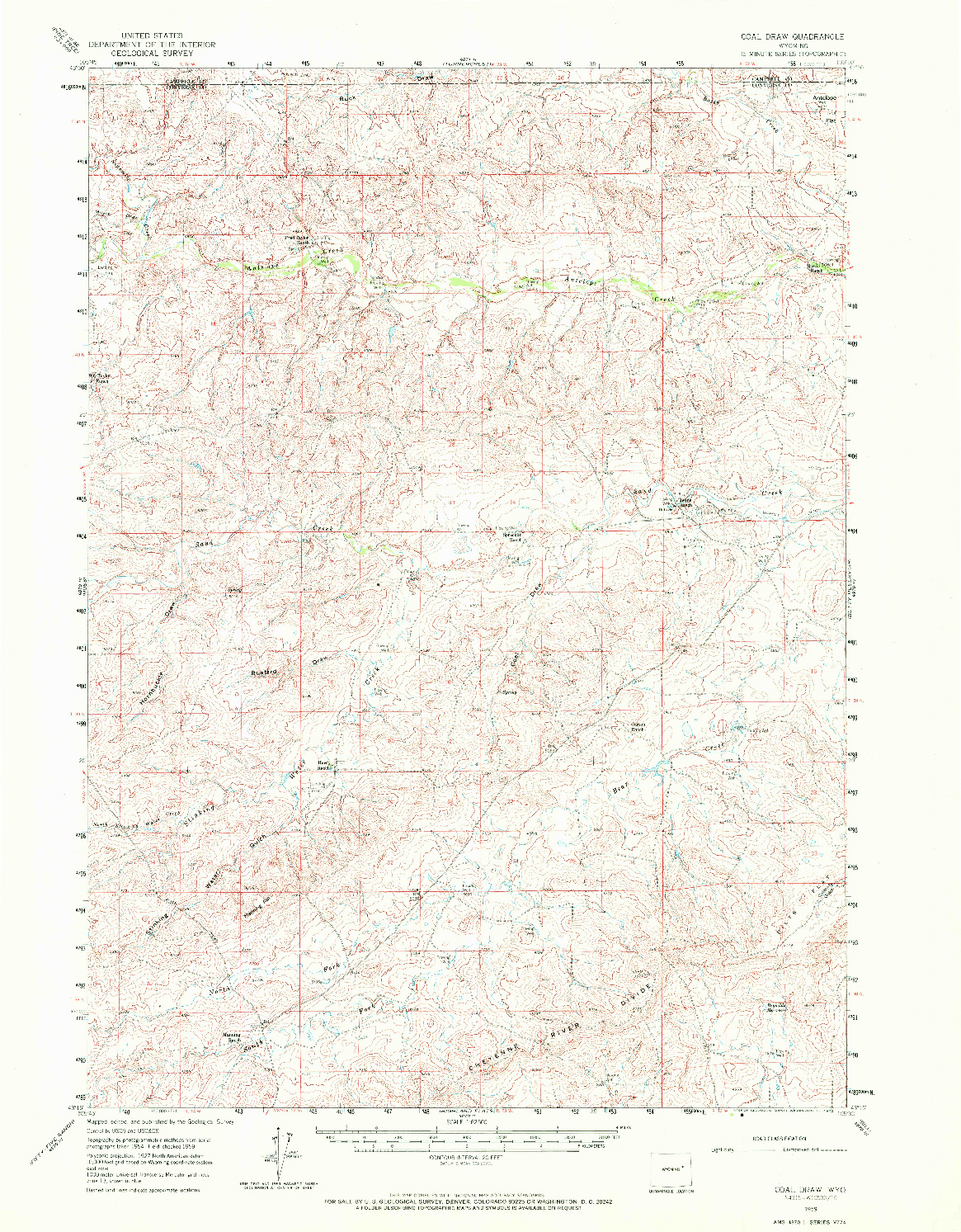 USGS 1:62500-SCALE QUADRANGLE FOR COAL DRAW, WY 1959