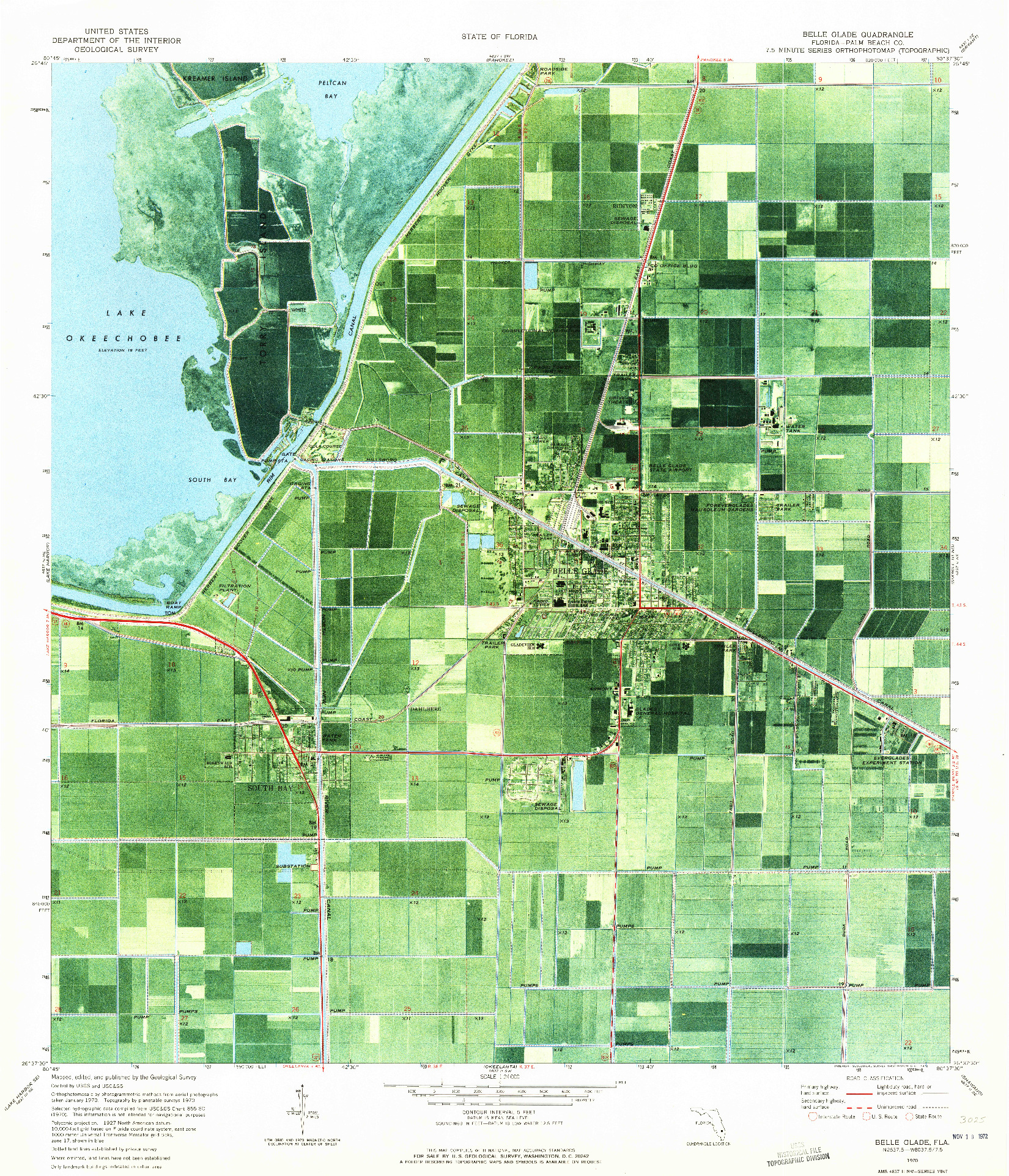 USGS 1:24000-SCALE QUADRANGLE FOR BELLE GLADE, FL 1970