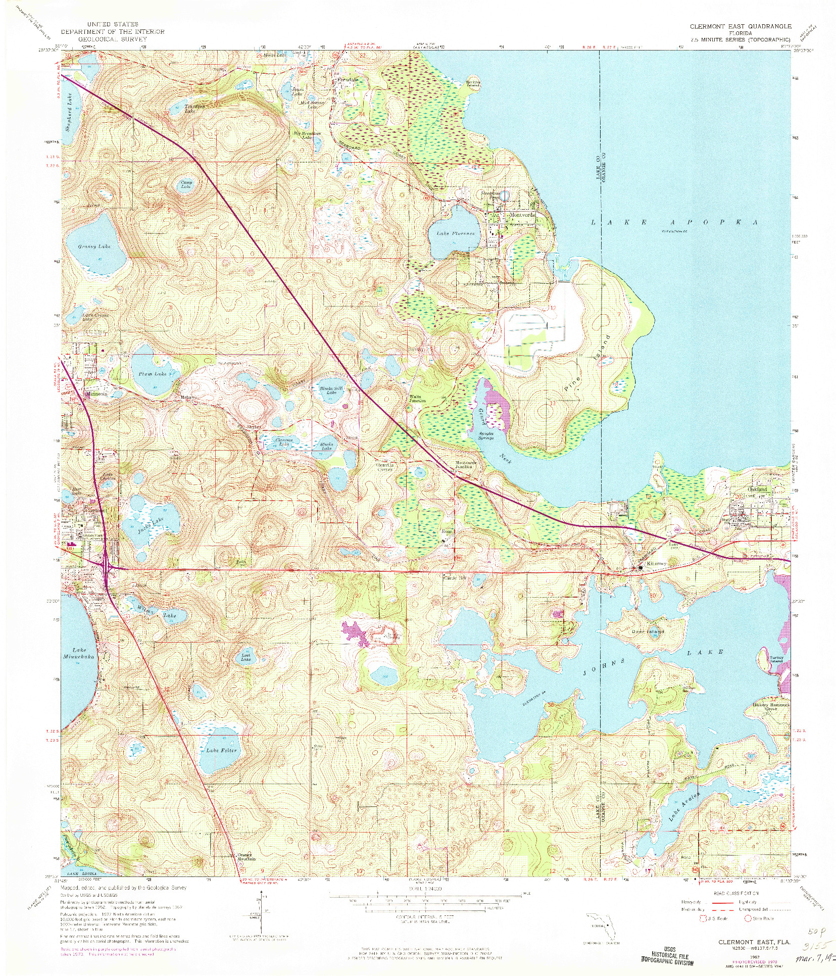 USGS 1:24000-SCALE QUADRANGLE FOR CLERMONT EAST, FL 1962