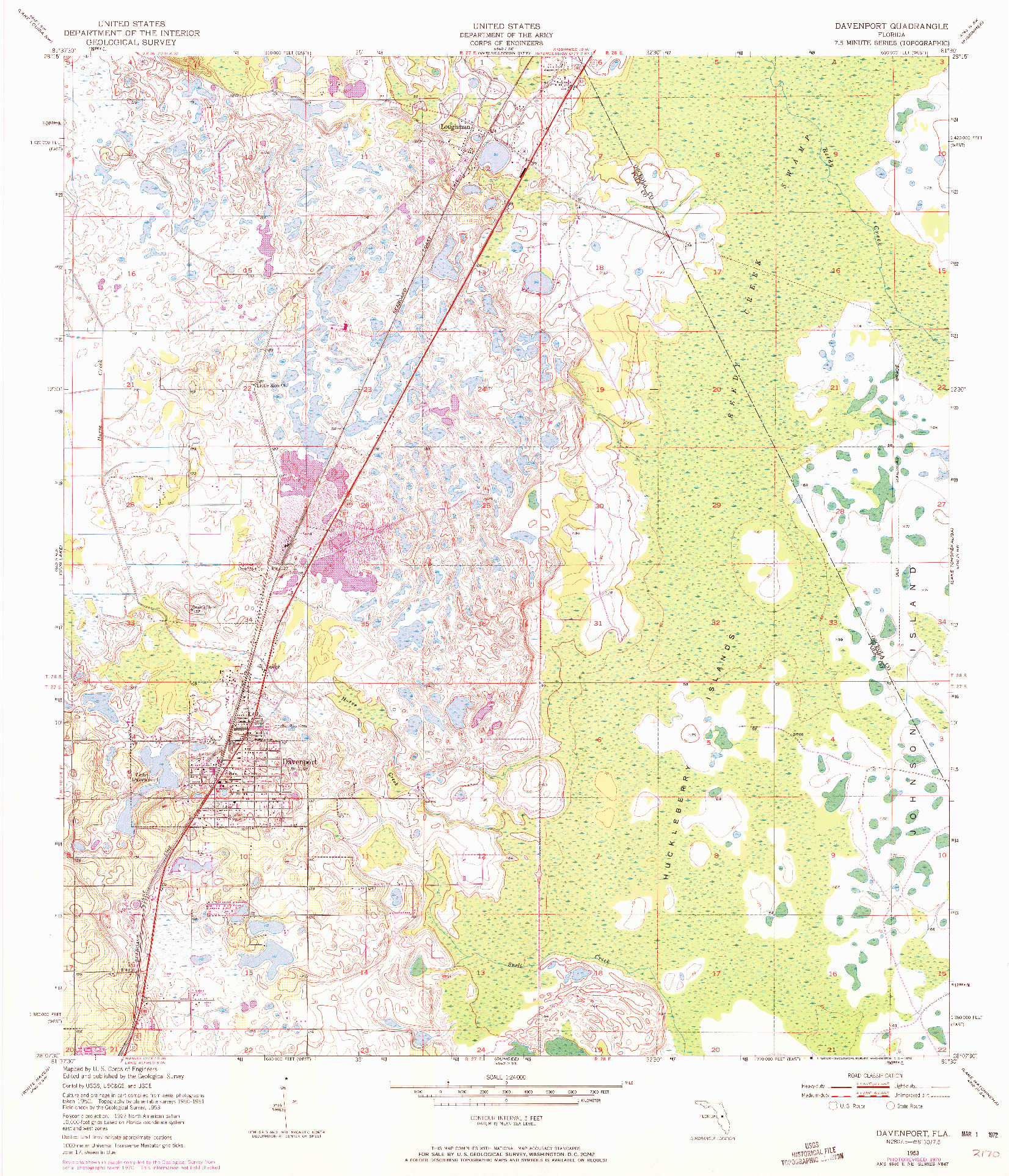 USGS 1:24000-SCALE QUADRANGLE FOR DAVENPORT, FL 1953