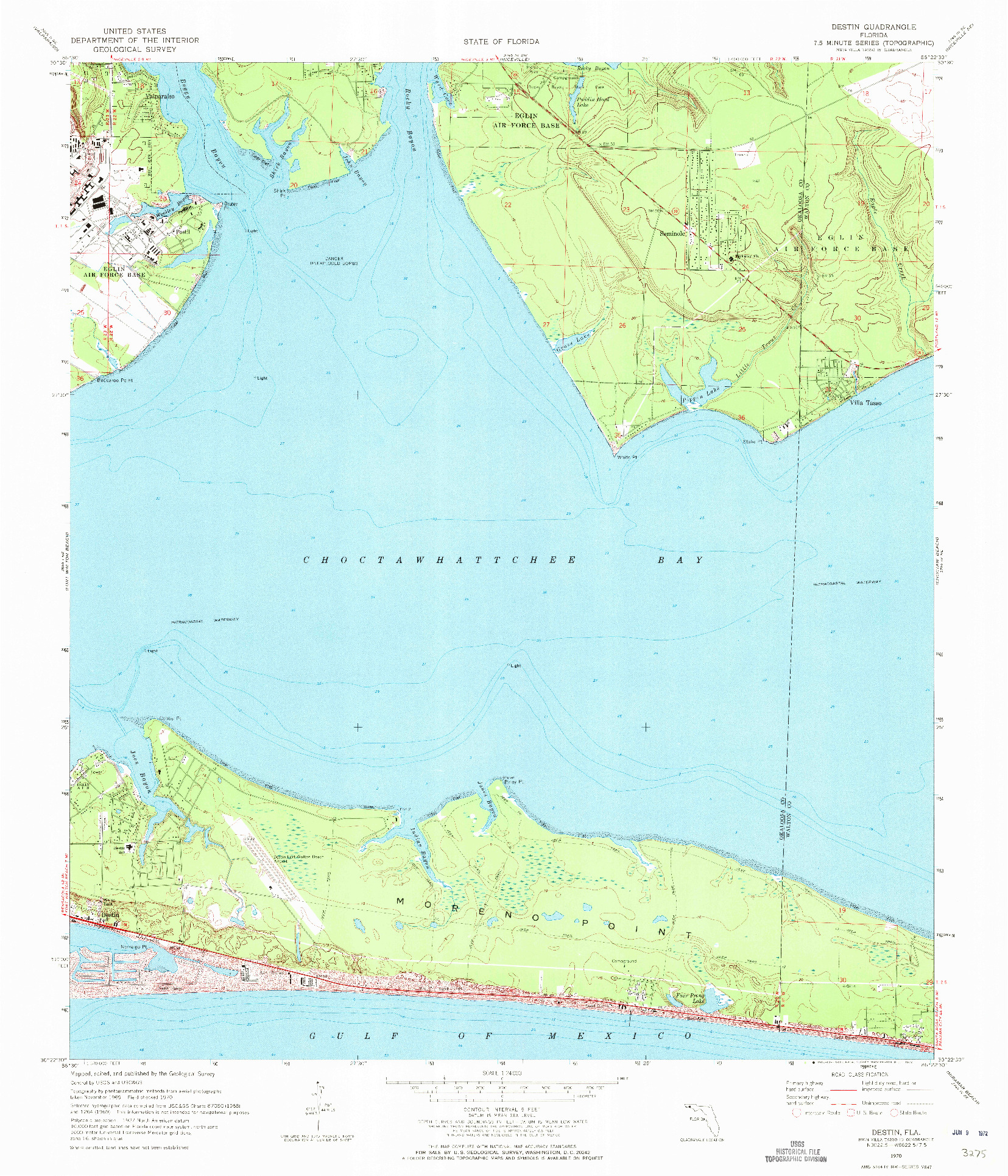 USGS 1:24000-SCALE QUADRANGLE FOR DESTIN, FL 1970