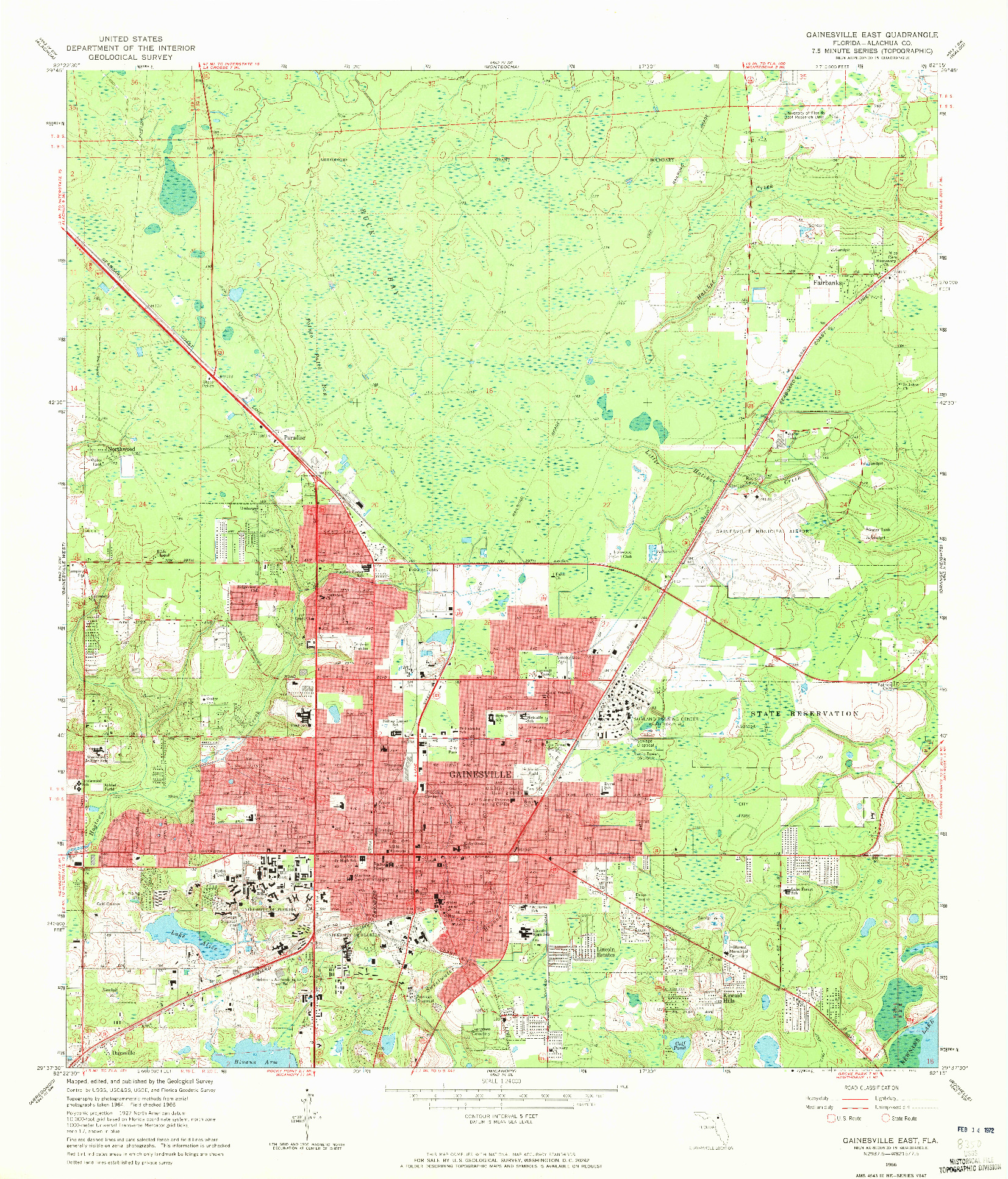 USGS 1:24000-SCALE QUADRANGLE FOR GAINESVILLE EAST, FL 1966