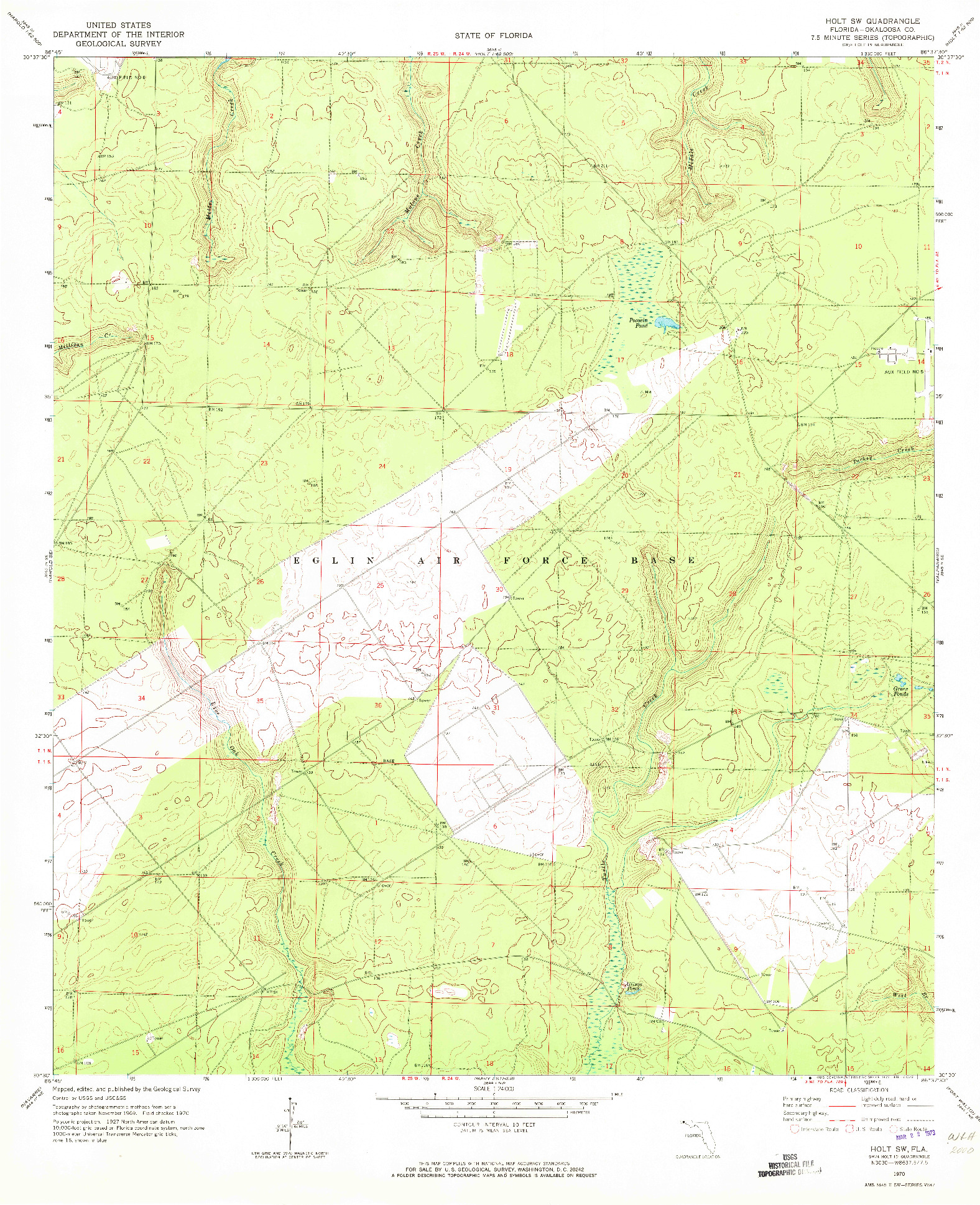 USGS 1:24000-SCALE QUADRANGLE FOR HOLT SW, FL 1970