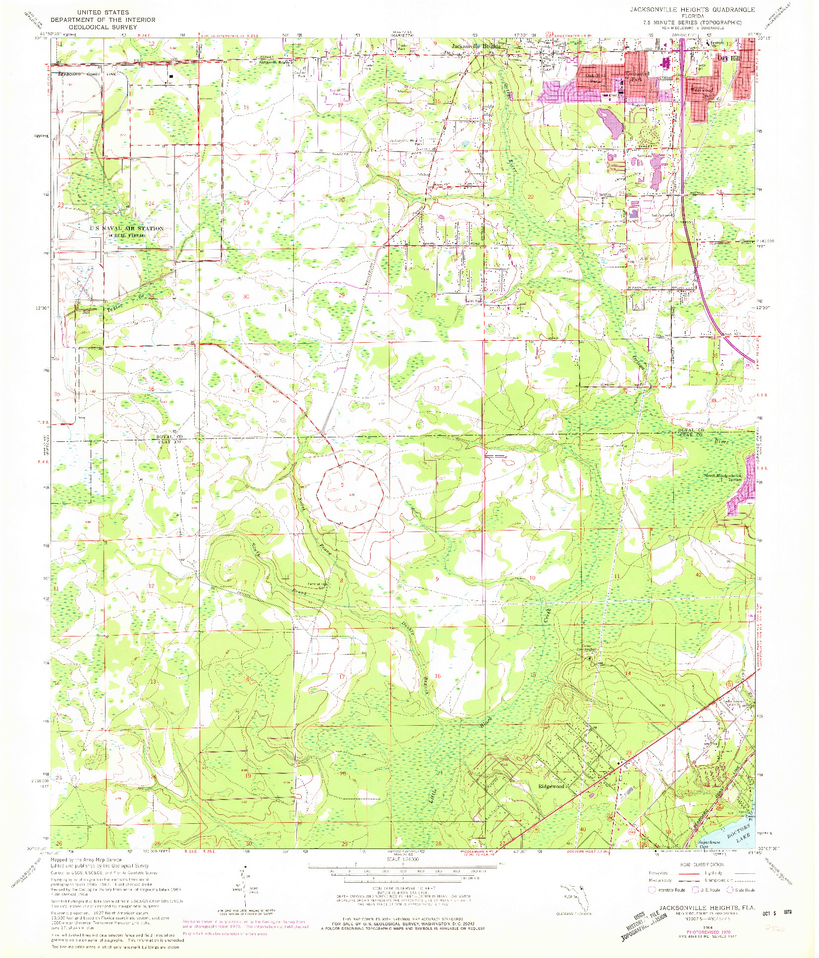 USGS 1:24000-SCALE QUADRANGLE FOR JACKSONVILLE HEIGHTS, FL 1964