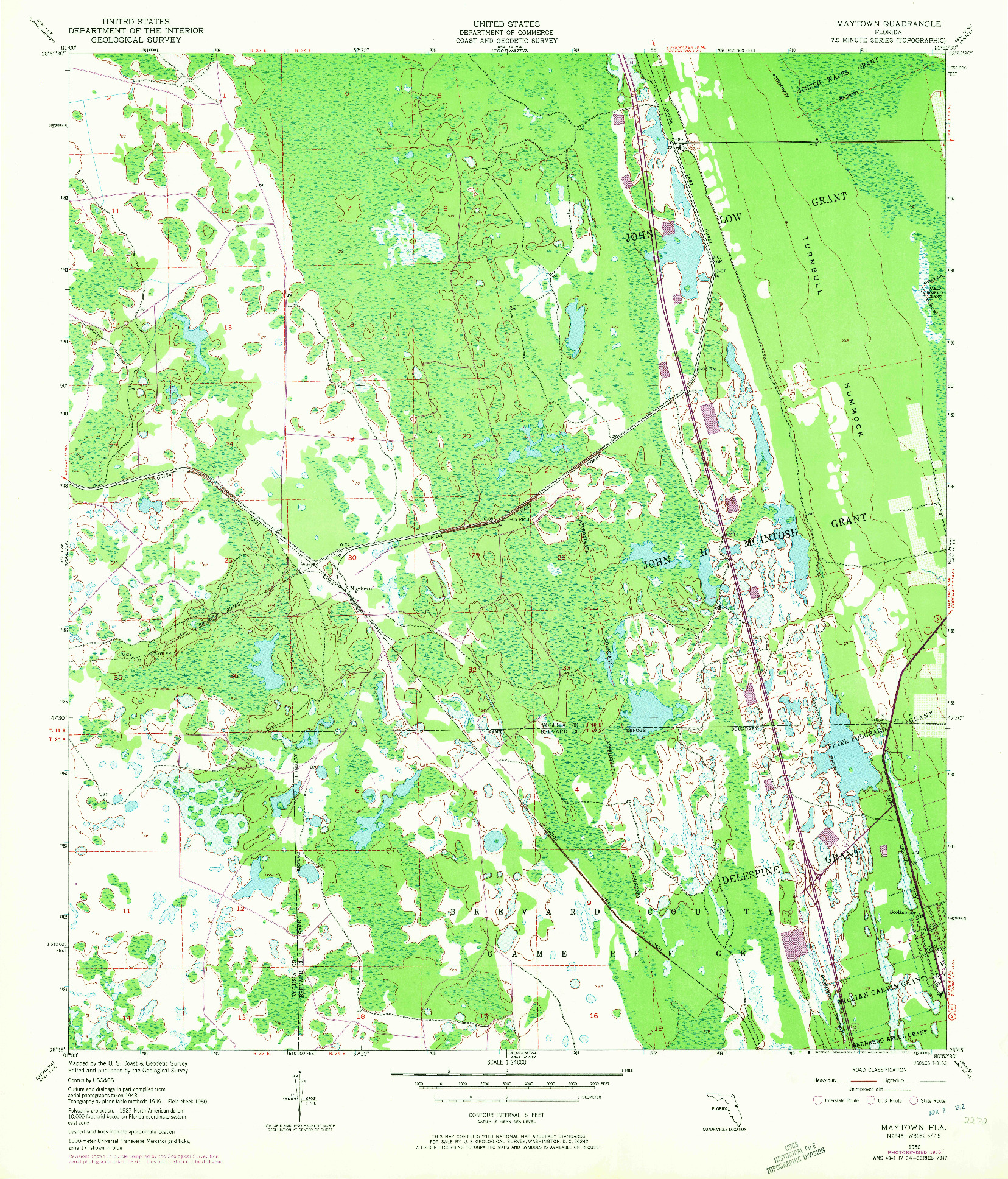 USGS 1:24000-SCALE QUADRANGLE FOR MAYTOWN, FL 1950