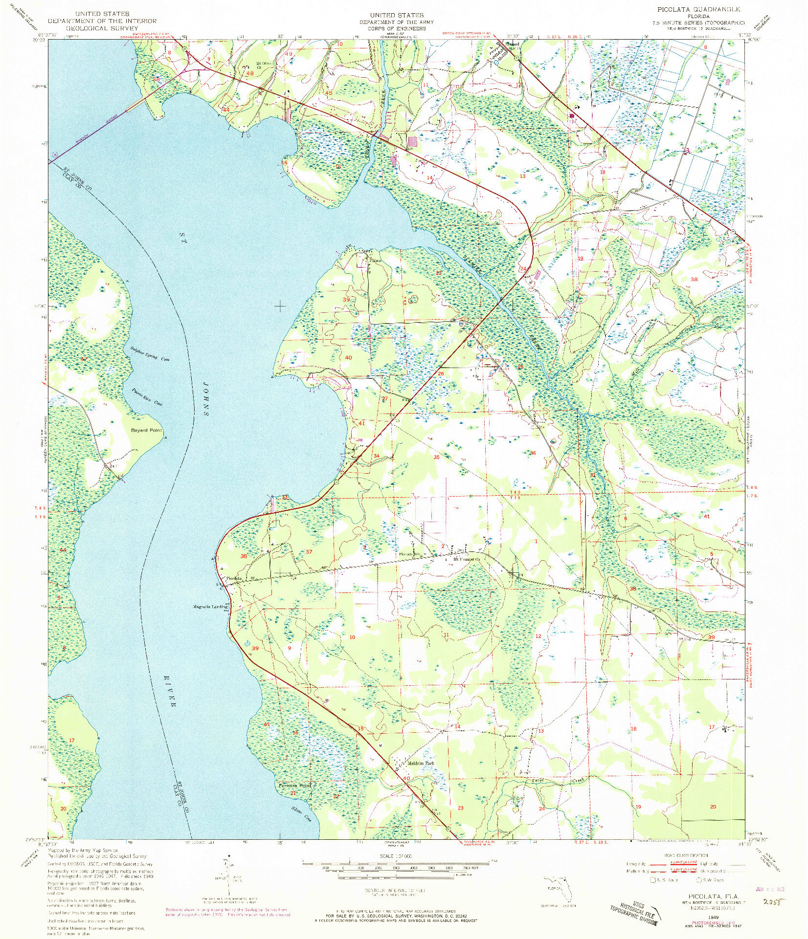 USGS 1:24000-SCALE QUADRANGLE FOR PICOLATA, FL 1949