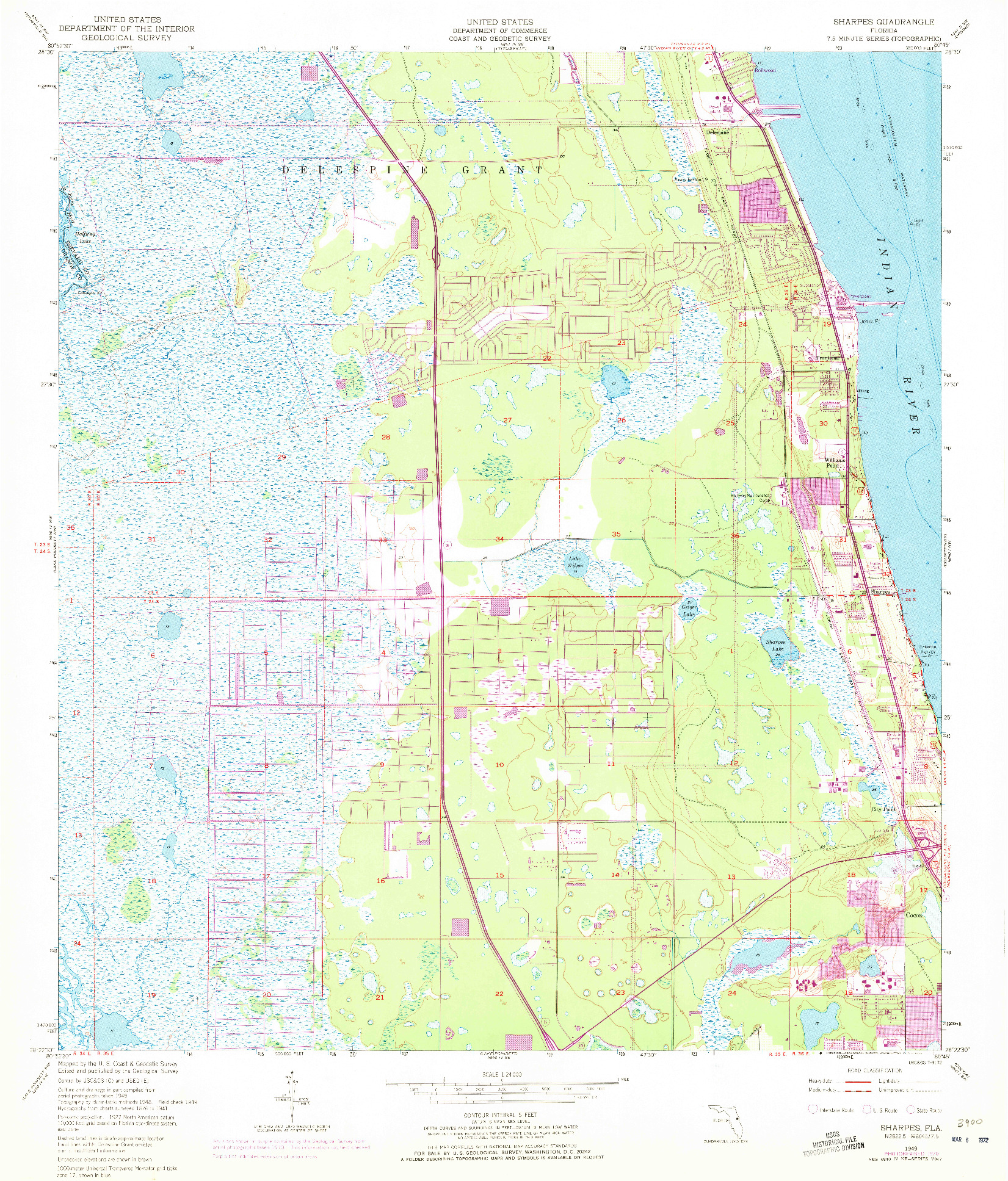 USGS 1:24000-SCALE QUADRANGLE FOR SHARPES, FL 1949