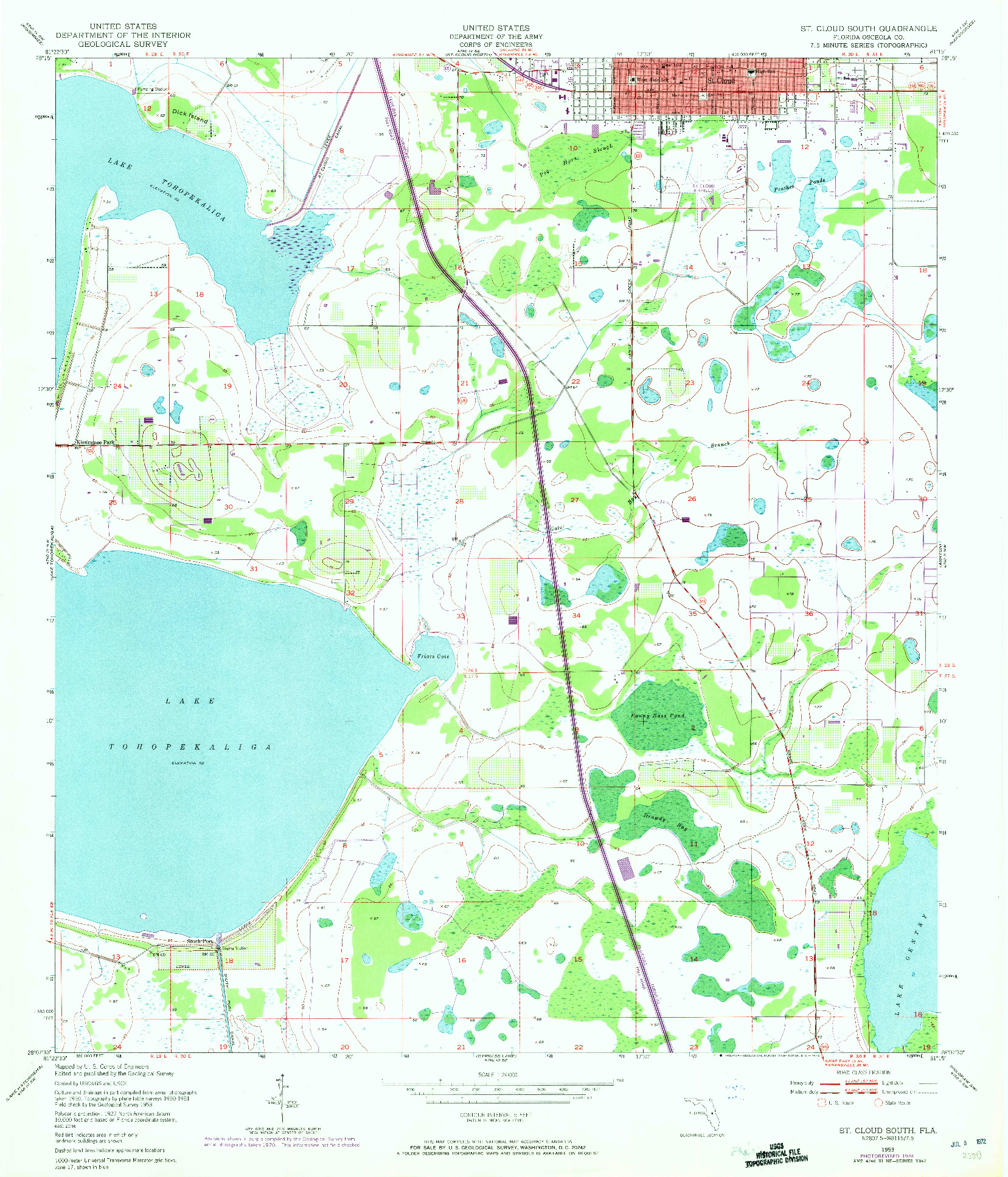 USGS 1:24000-SCALE QUADRANGLE FOR ST CLOUD SOUTH, FL 1953