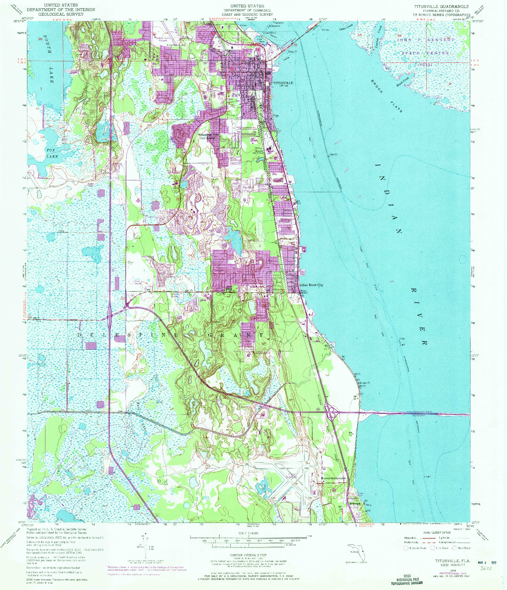 USGS 1:24000-SCALE QUADRANGLE FOR TITUSVILLE, FL 1949