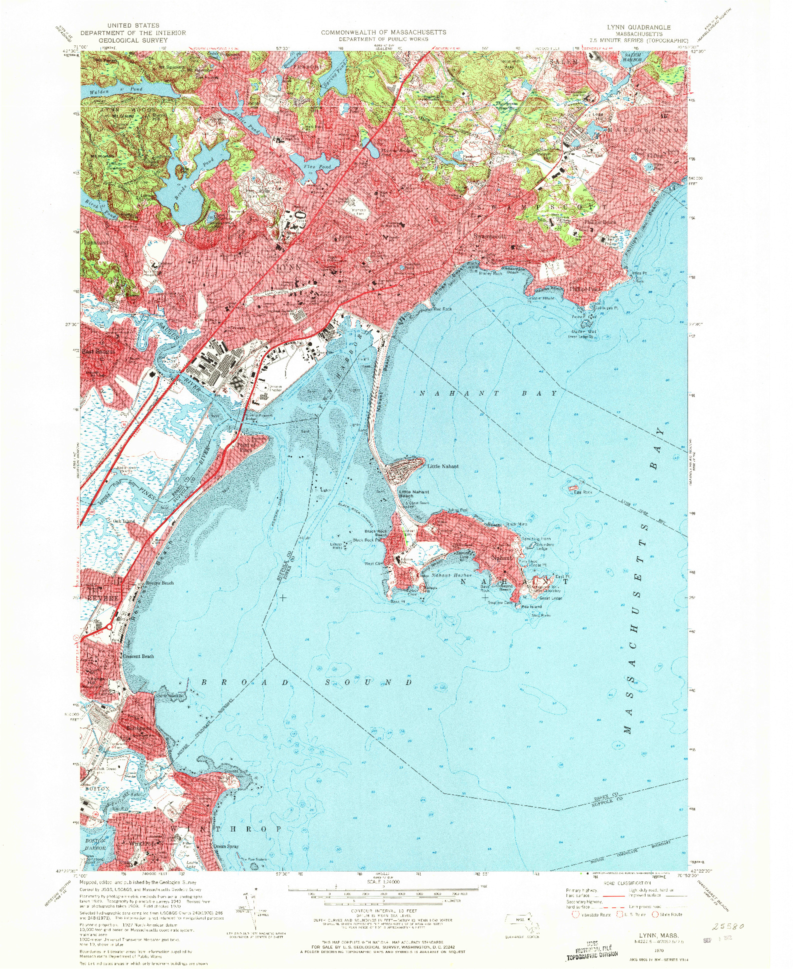 USGS 1:24000-SCALE QUADRANGLE FOR LYNN, MA 1970