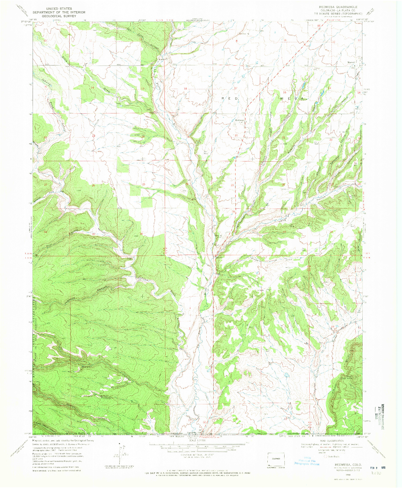 USGS 1:24000-SCALE QUADRANGLE FOR REDMESA, CO 1968