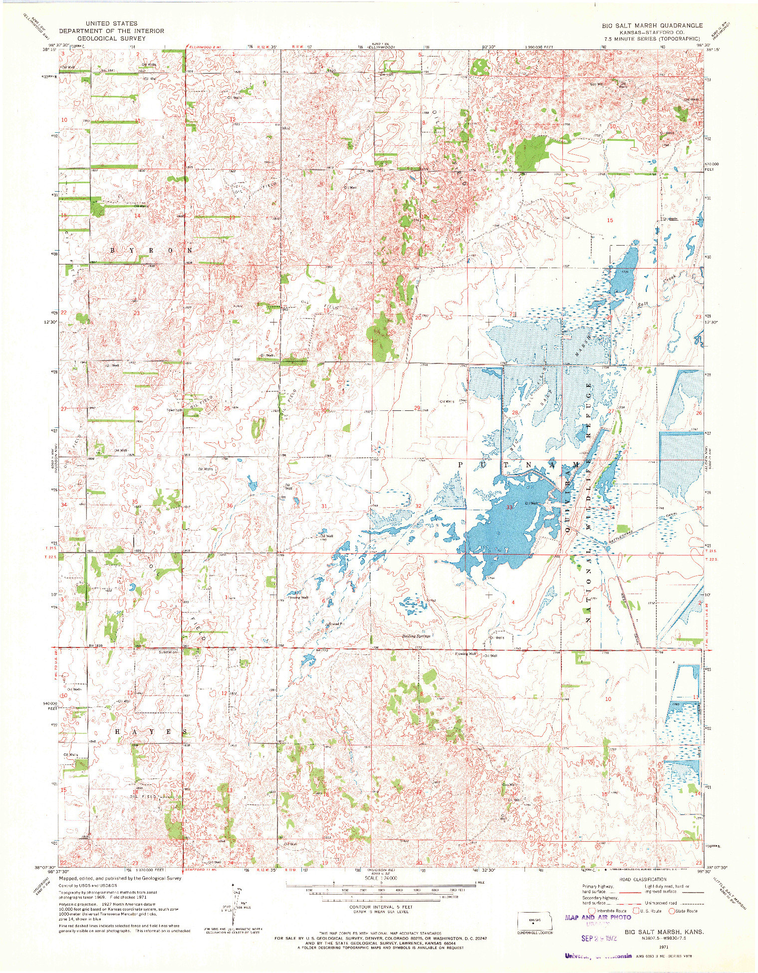 USGS 1:24000-SCALE QUADRANGLE FOR BIG SALT MARSH, KS 1971