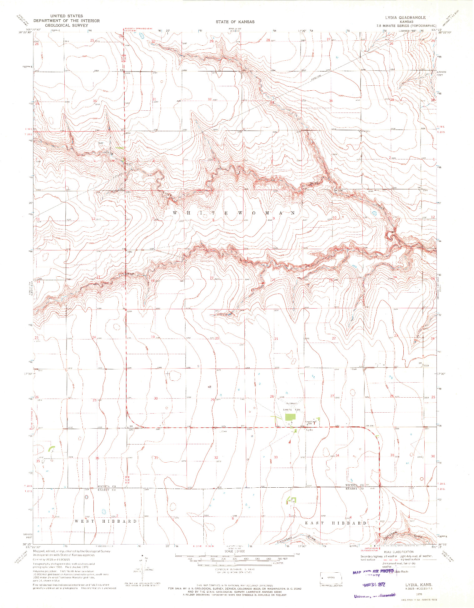 USGS 1:24000-SCALE QUADRANGLE FOR LYDIA, KS 1970
