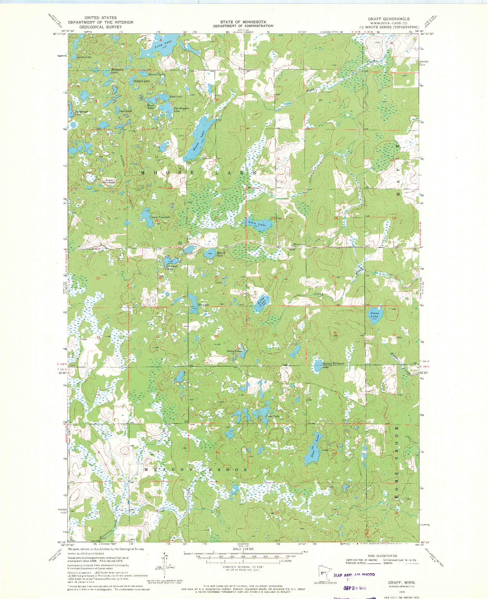USGS 1:24000-SCALE QUADRANGLE FOR GRAFF, MN 1970