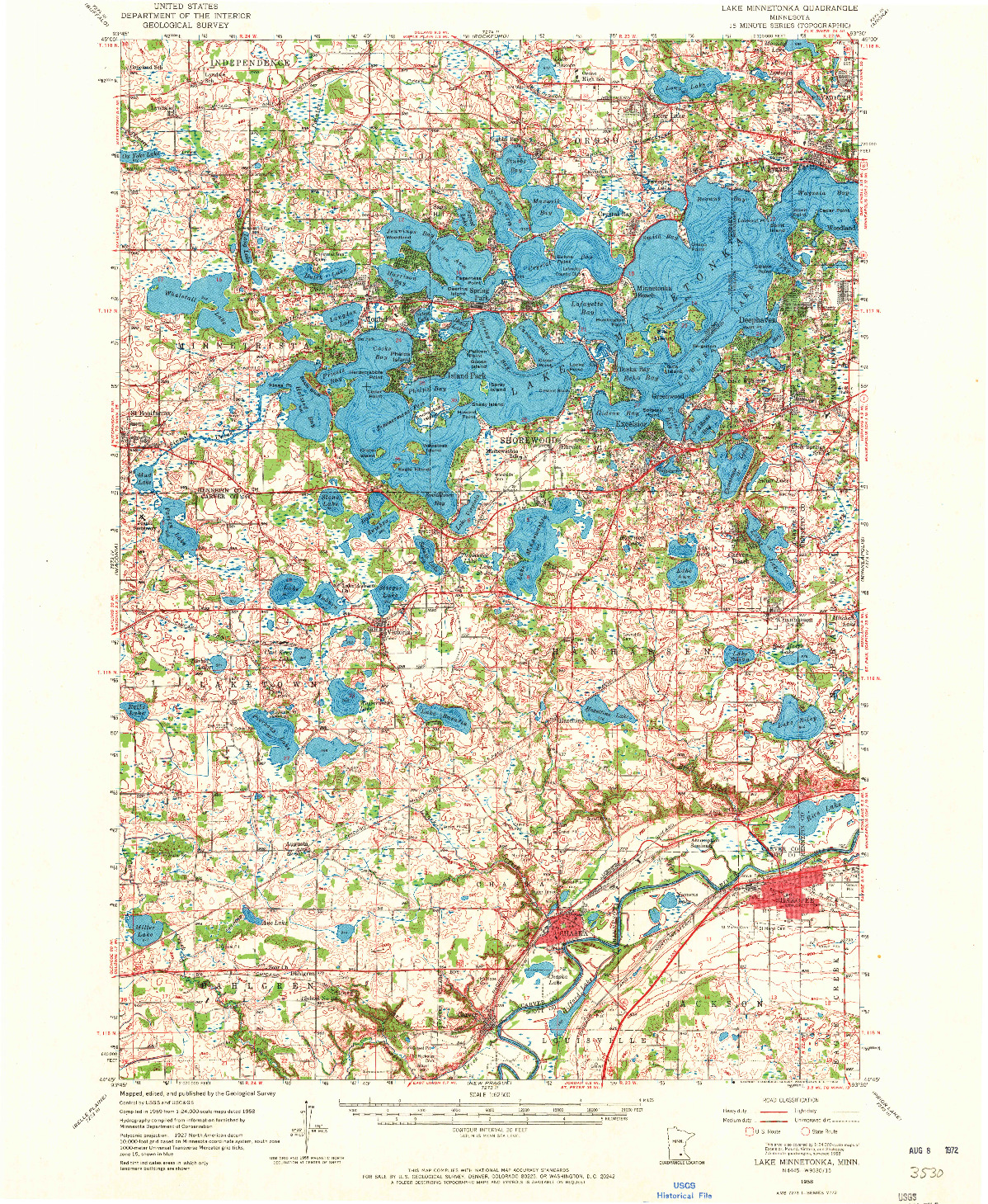 USGS 1:62500-SCALE QUADRANGLE FOR LAKE MINNETONKA, MN 1958