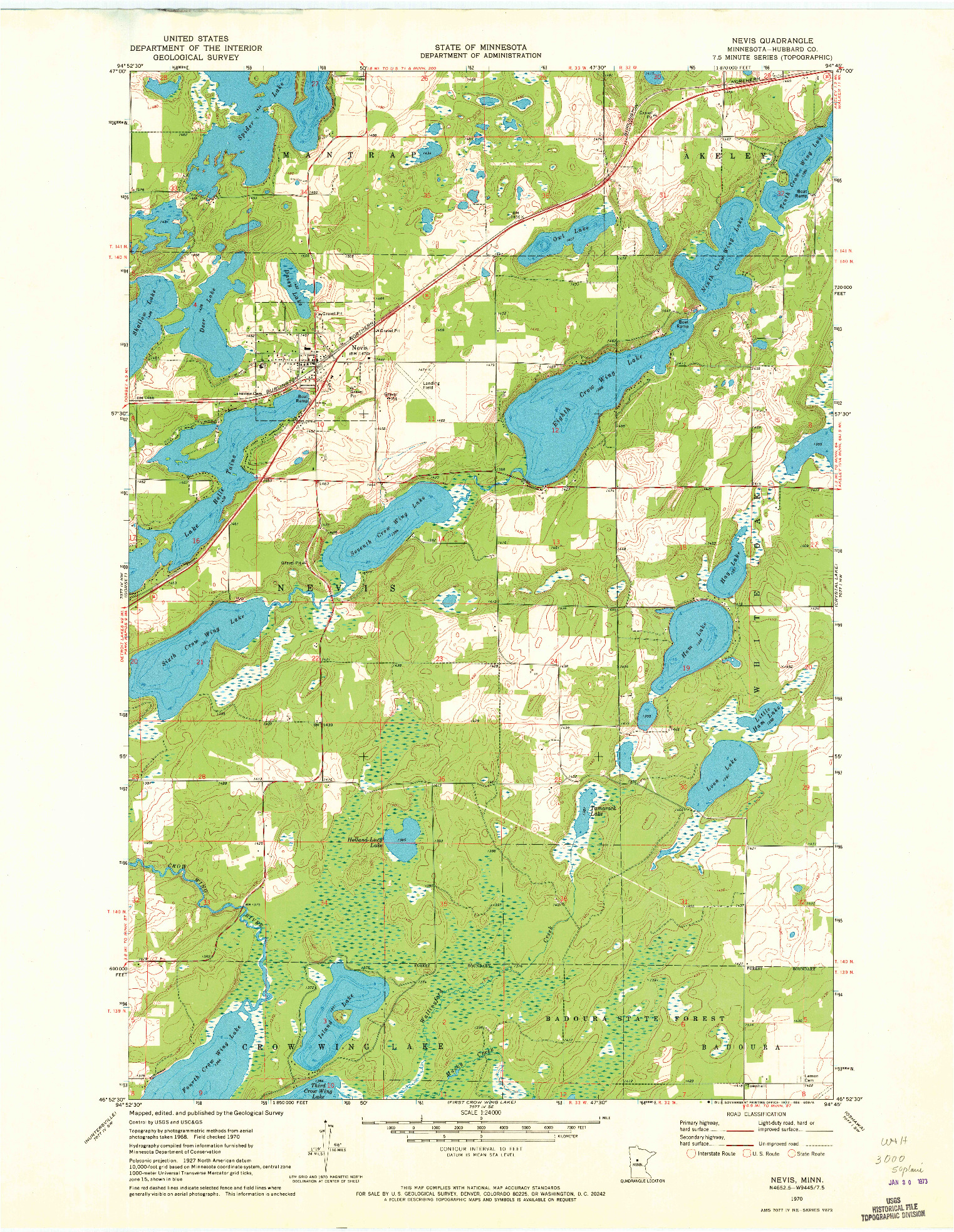 USGS 1:24000-SCALE QUADRANGLE FOR NEVIS, MN 1970