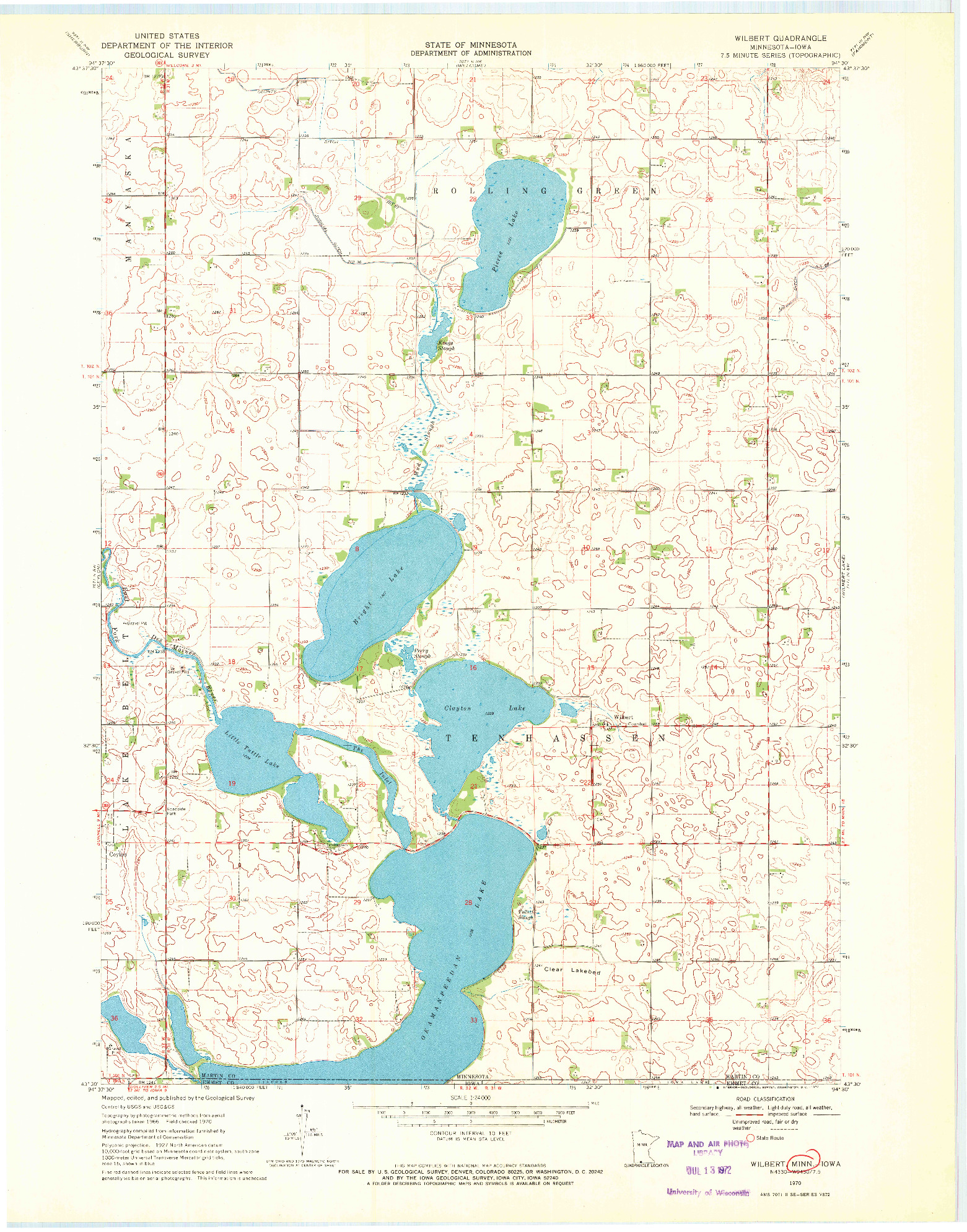 USGS 1:24000-SCALE QUADRANGLE FOR WILBERT, MN 1970
