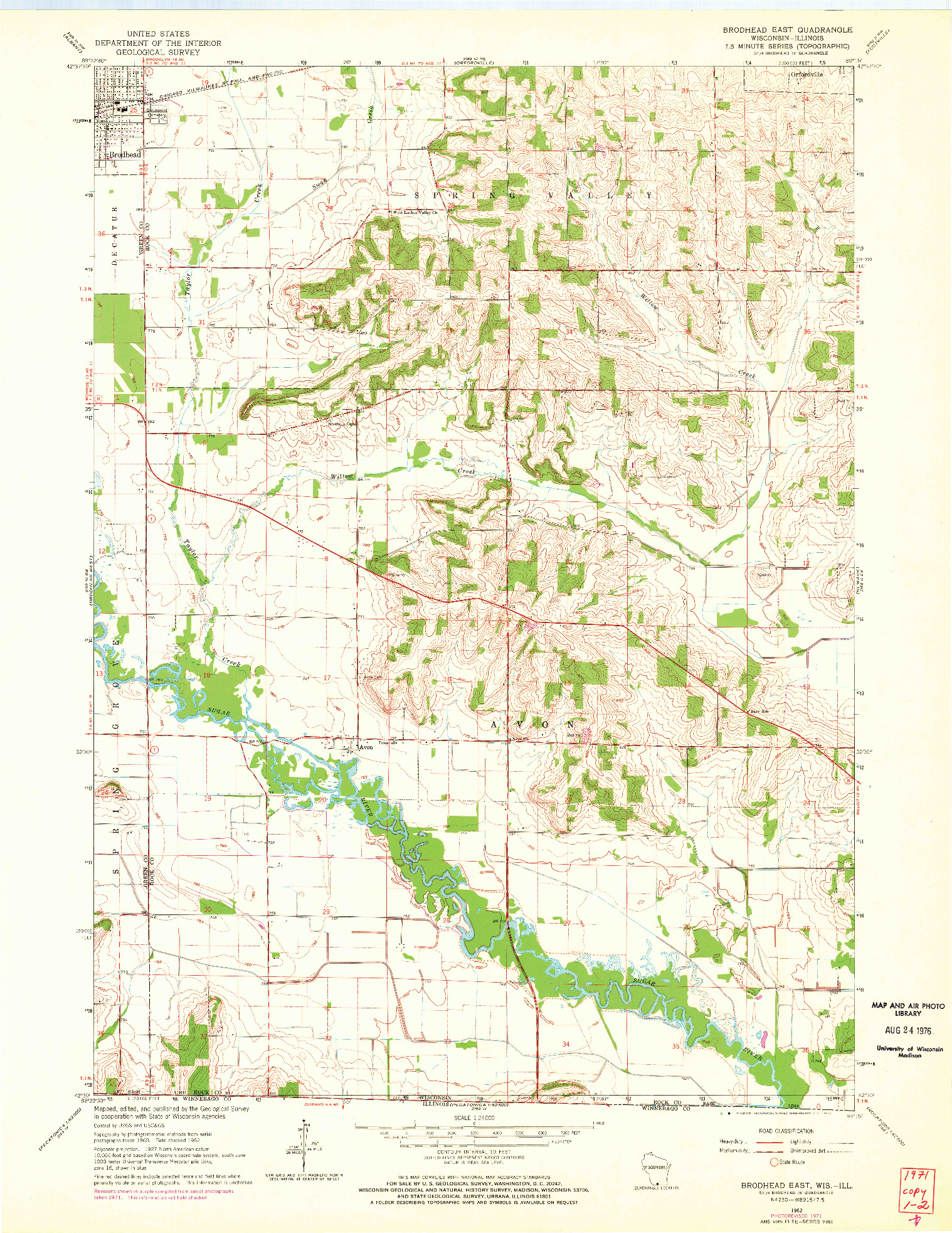 USGS 1:24000-SCALE QUADRANGLE FOR BRODHEAD EAST, WI 1962