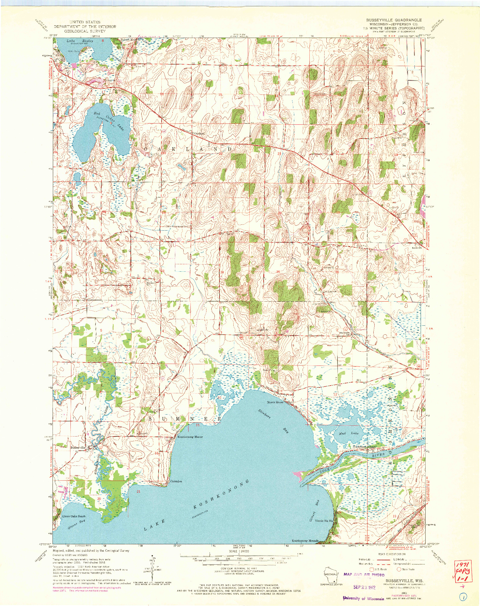 USGS 1:24000-SCALE QUADRANGLE FOR BUSSEYVILLE, WI 1961