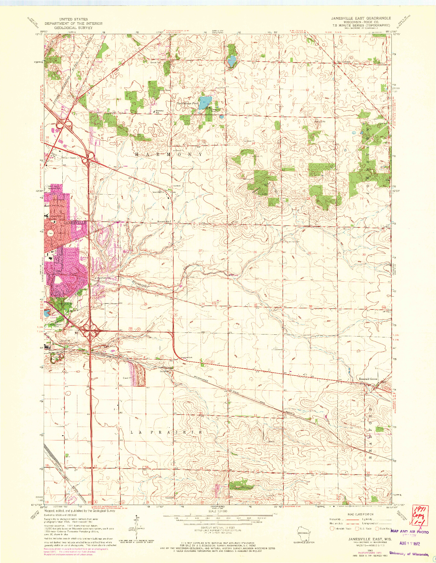 USGS 1:24000-SCALE QUADRANGLE FOR JANESVILLE EAST, WI 1961