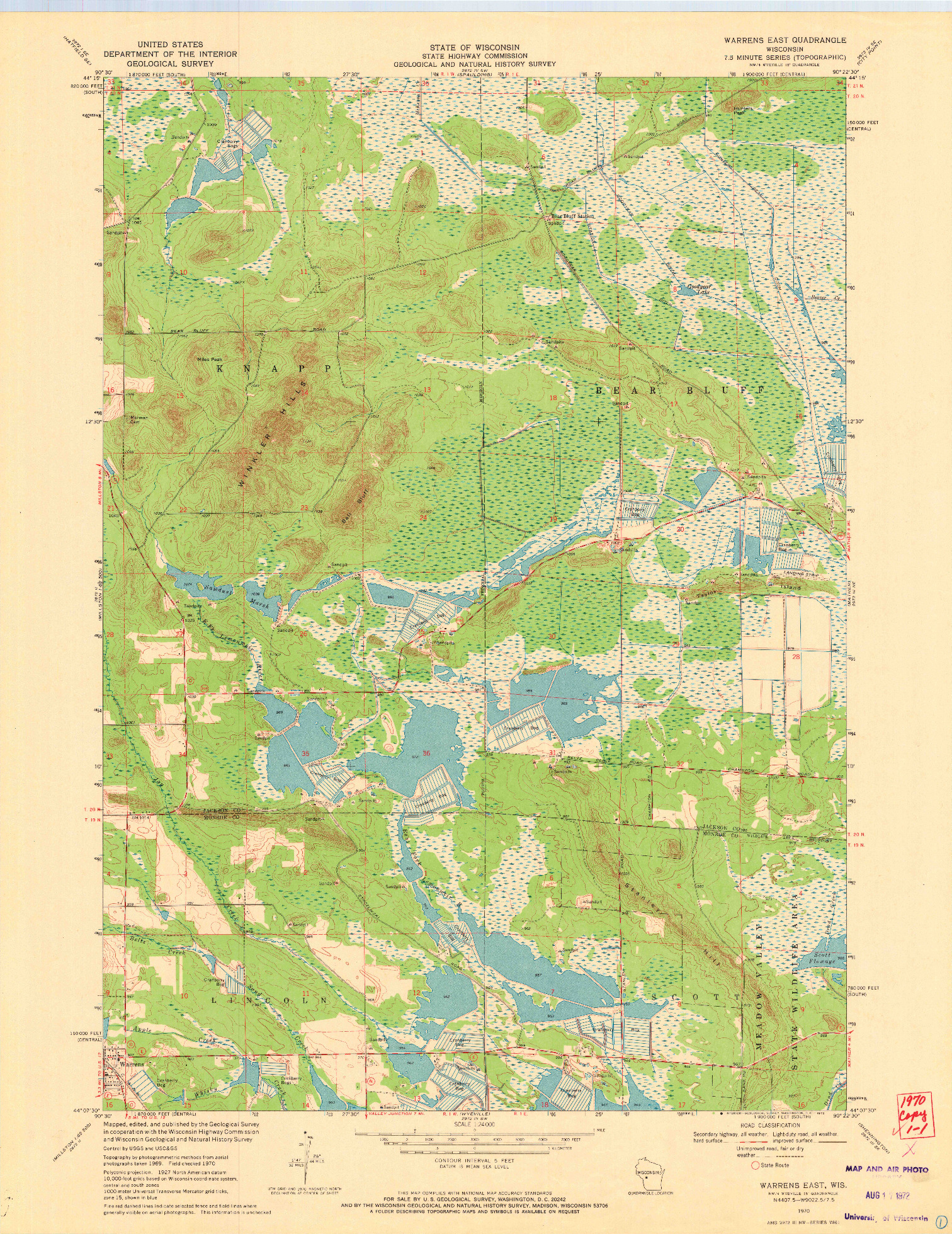 USGS 1:24000-SCALE QUADRANGLE FOR WARRENS EAST, WI 1970