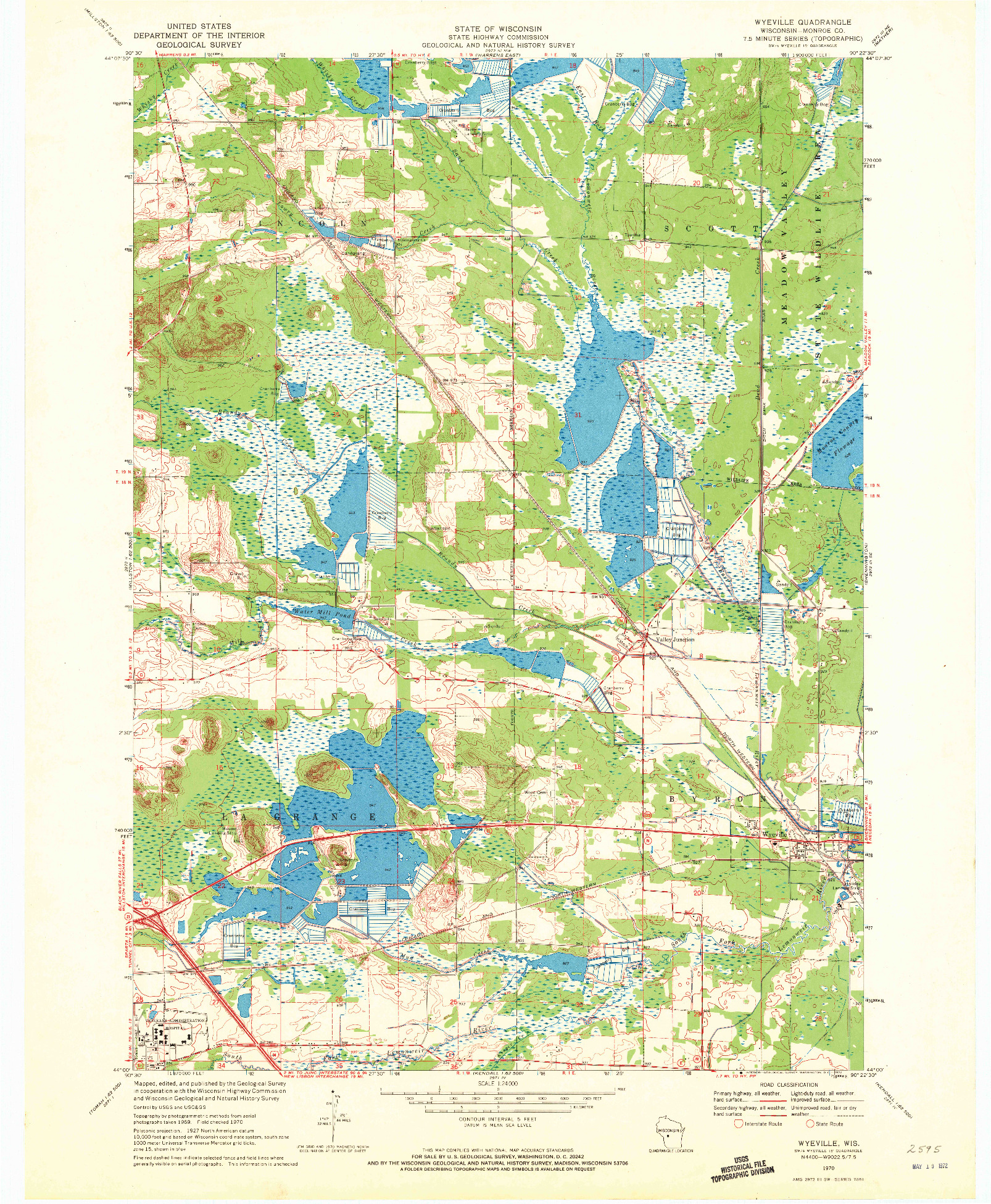 USGS 1:24000-SCALE QUADRANGLE FOR WYEVILLE, WI 1970