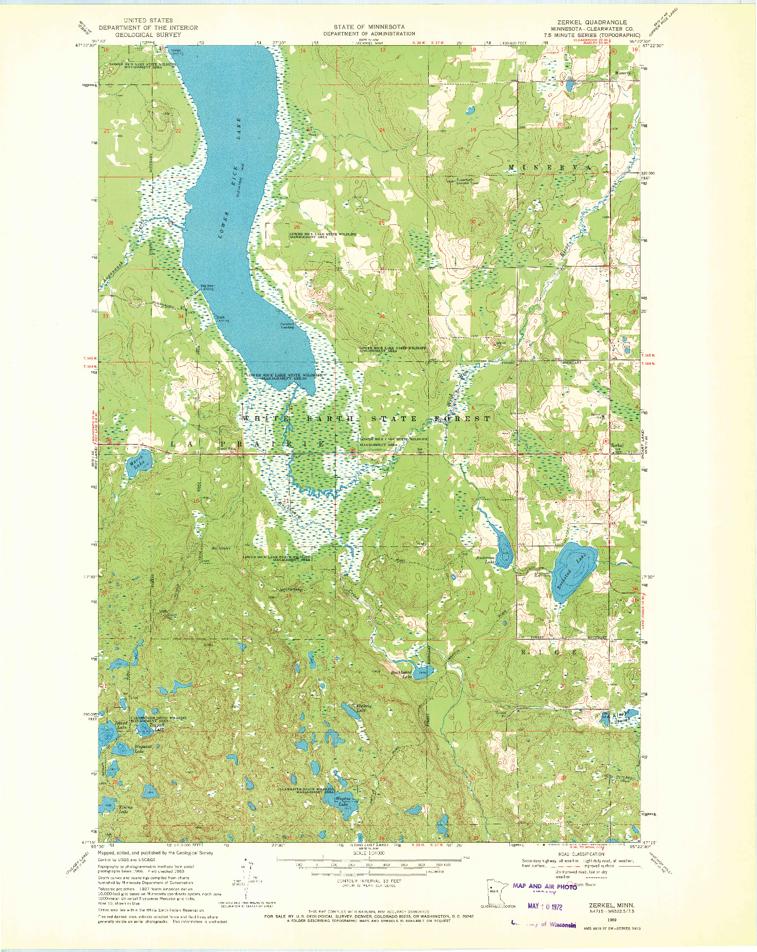 USGS 1:24000-SCALE QUADRANGLE FOR ZERKEL, MN 1969