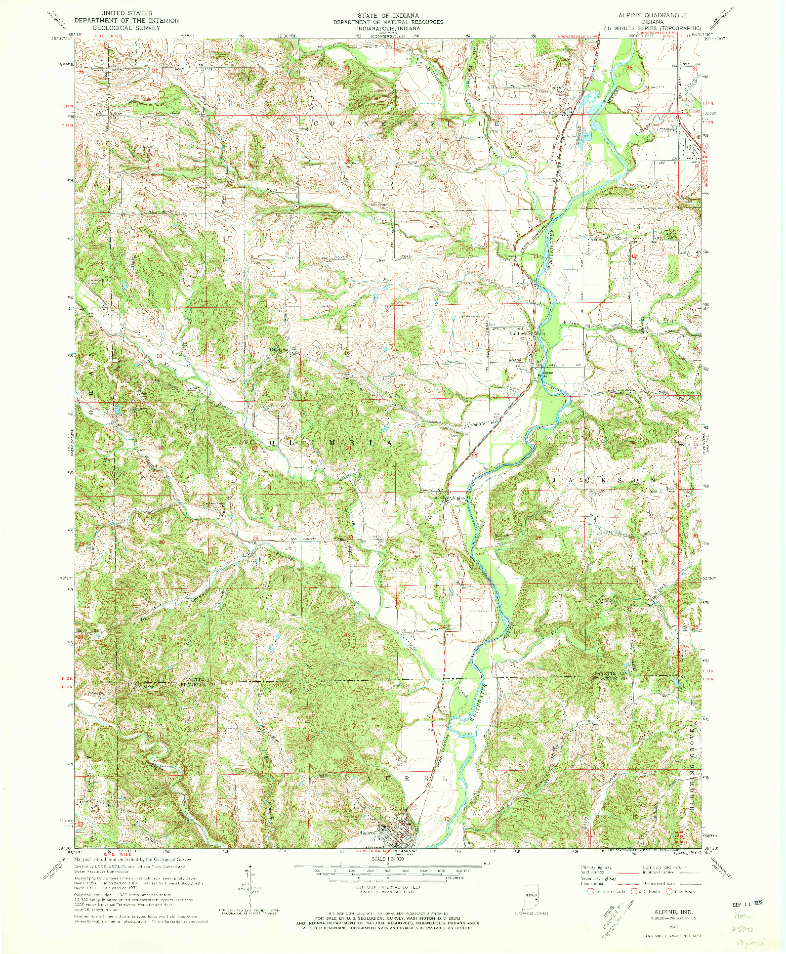 USGS 1:24000-SCALE QUADRANGLE FOR ALPINE, IN 1971