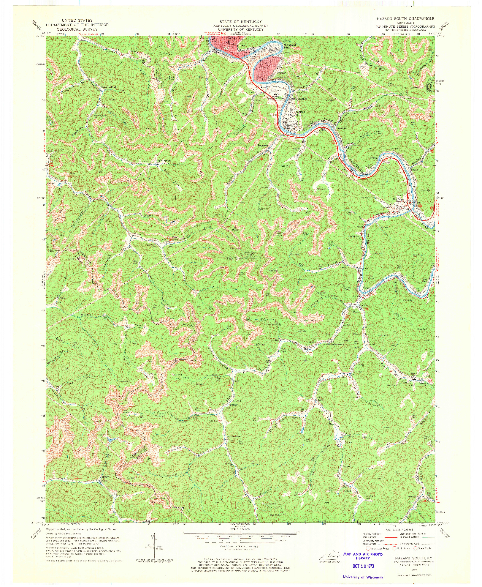 USGS 1:24000-SCALE QUADRANGLE FOR HAZARD SOUTH, KY 1972