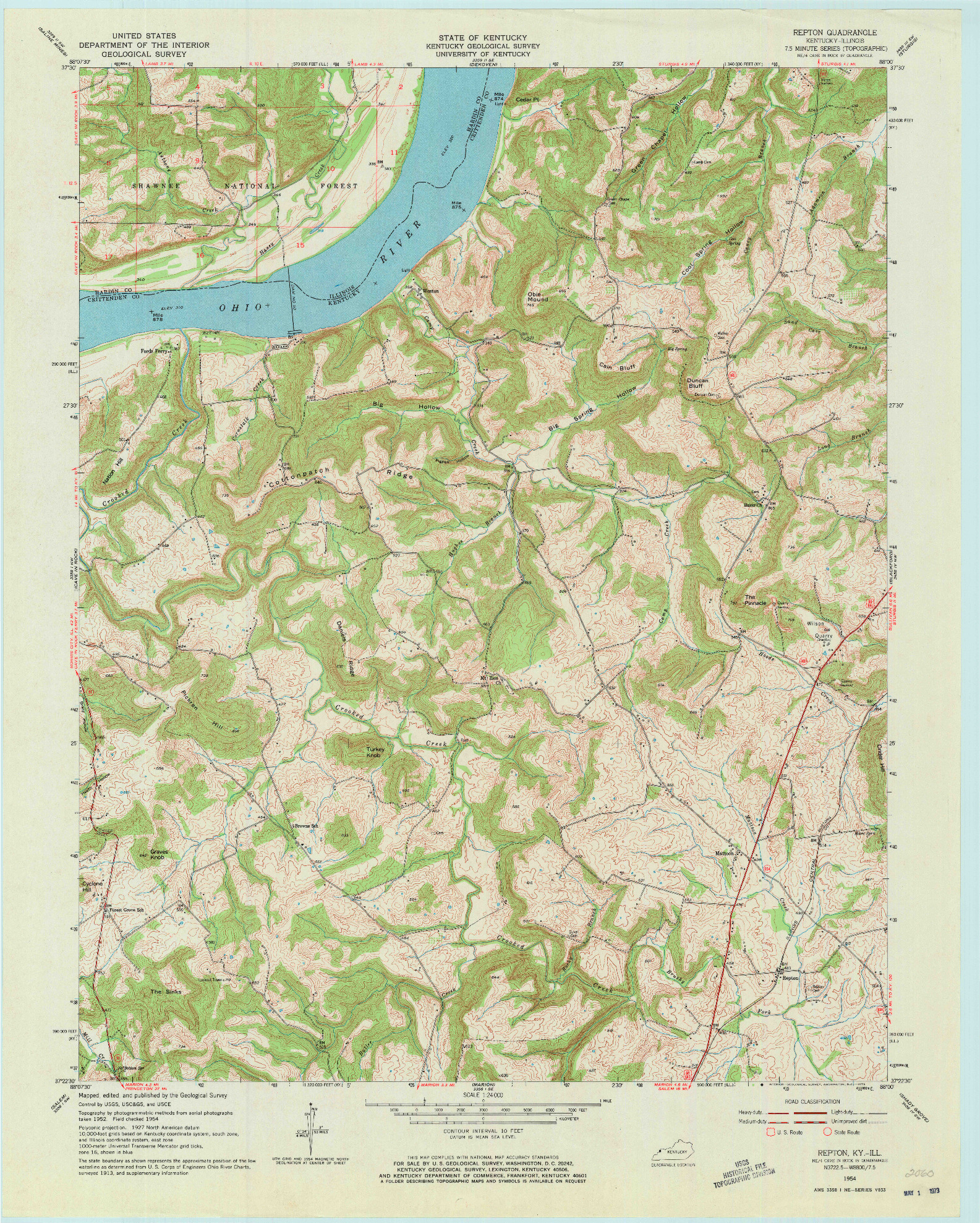 USGS 1:24000-SCALE QUADRANGLE FOR REPTON, KY 1954