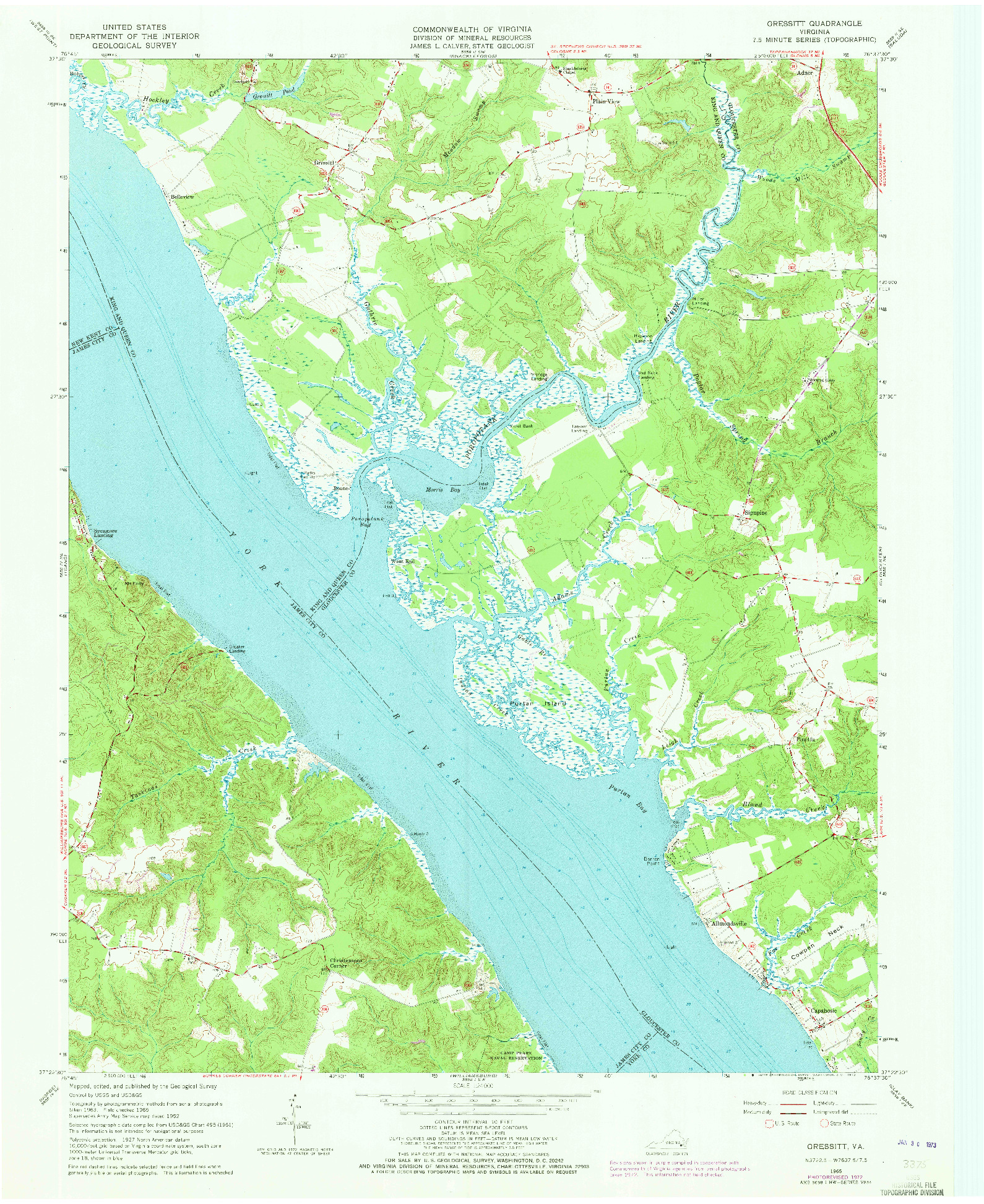 USGS 1:24000-SCALE QUADRANGLE FOR GRESSITT, VA 1965