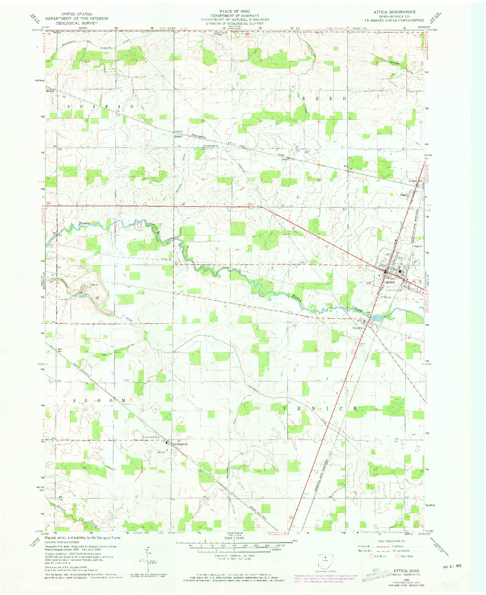 USGS 1:24000-SCALE QUADRANGLE FOR ATTICA, OH 1960
