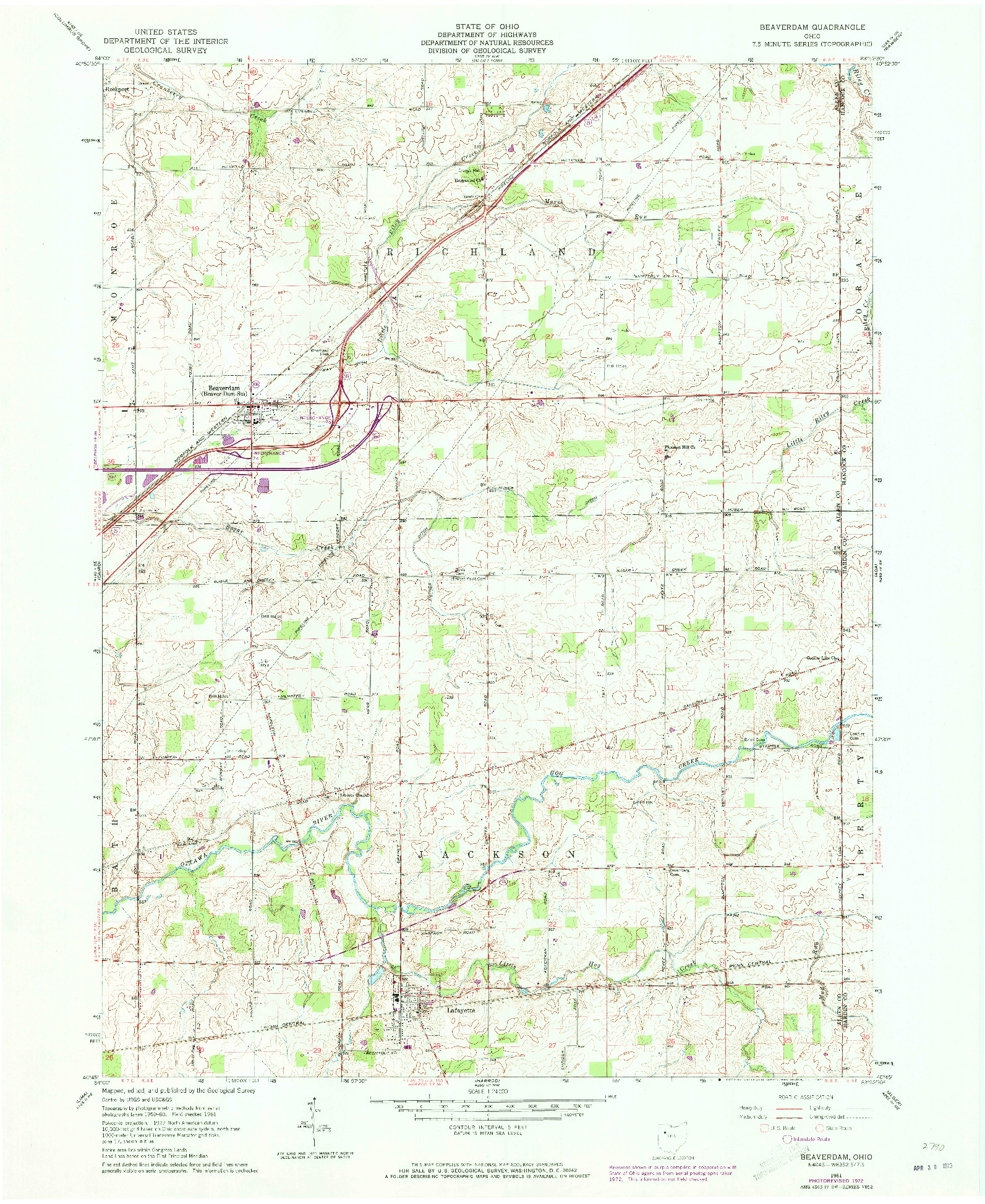 USGS 1:24000-SCALE QUADRANGLE FOR BEAVERDAM, OH 1961