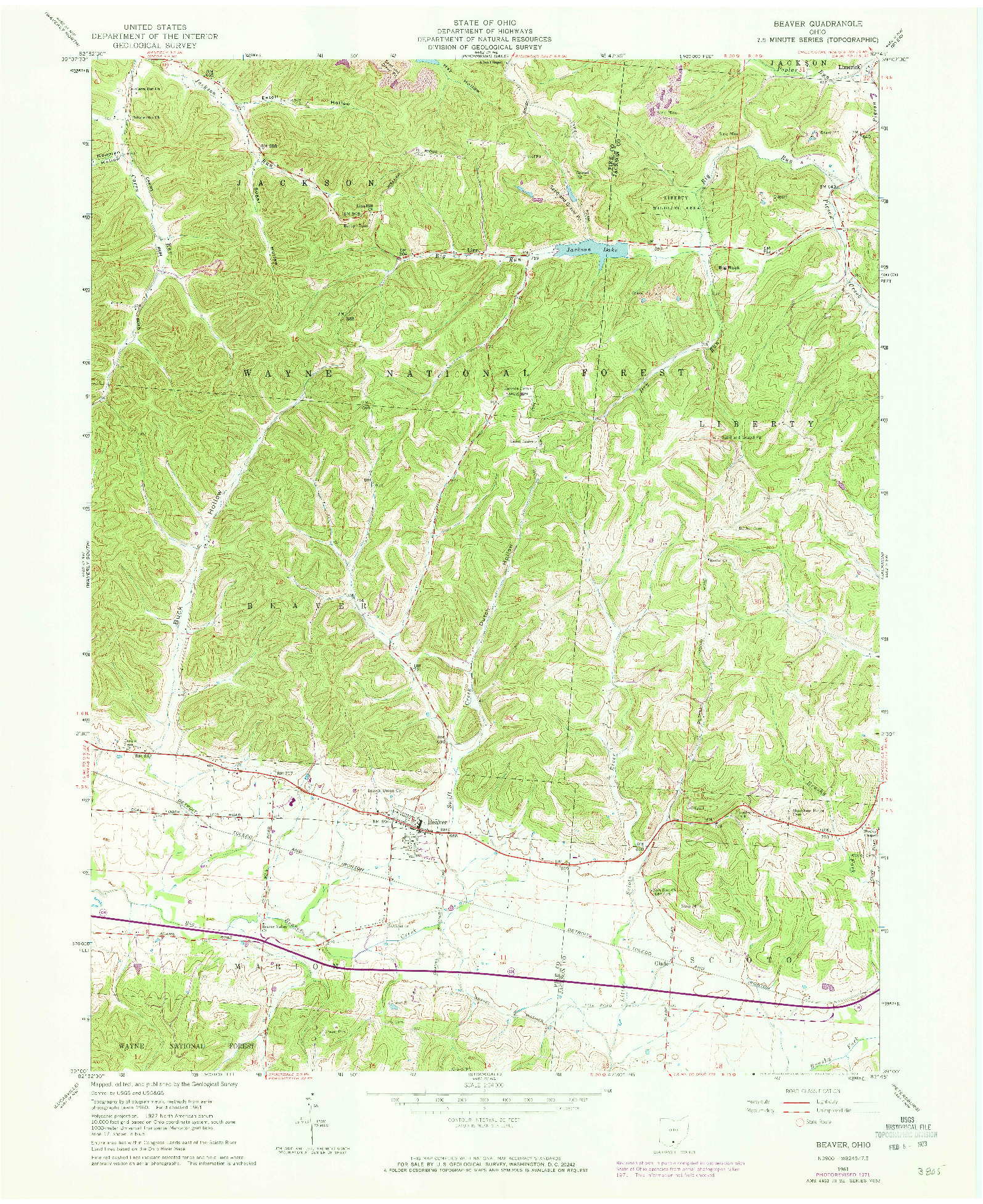 USGS 1:24000-SCALE QUADRANGLE FOR BEAVER, OH 1961
