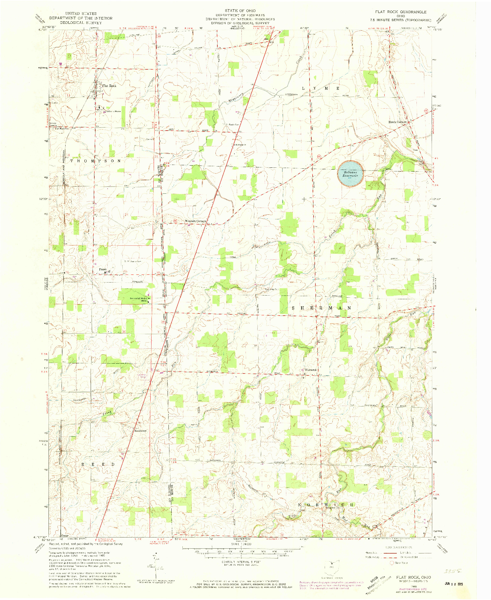USGS 1:24000-SCALE QUADRANGLE FOR FLAT ROCK, OH 1960
