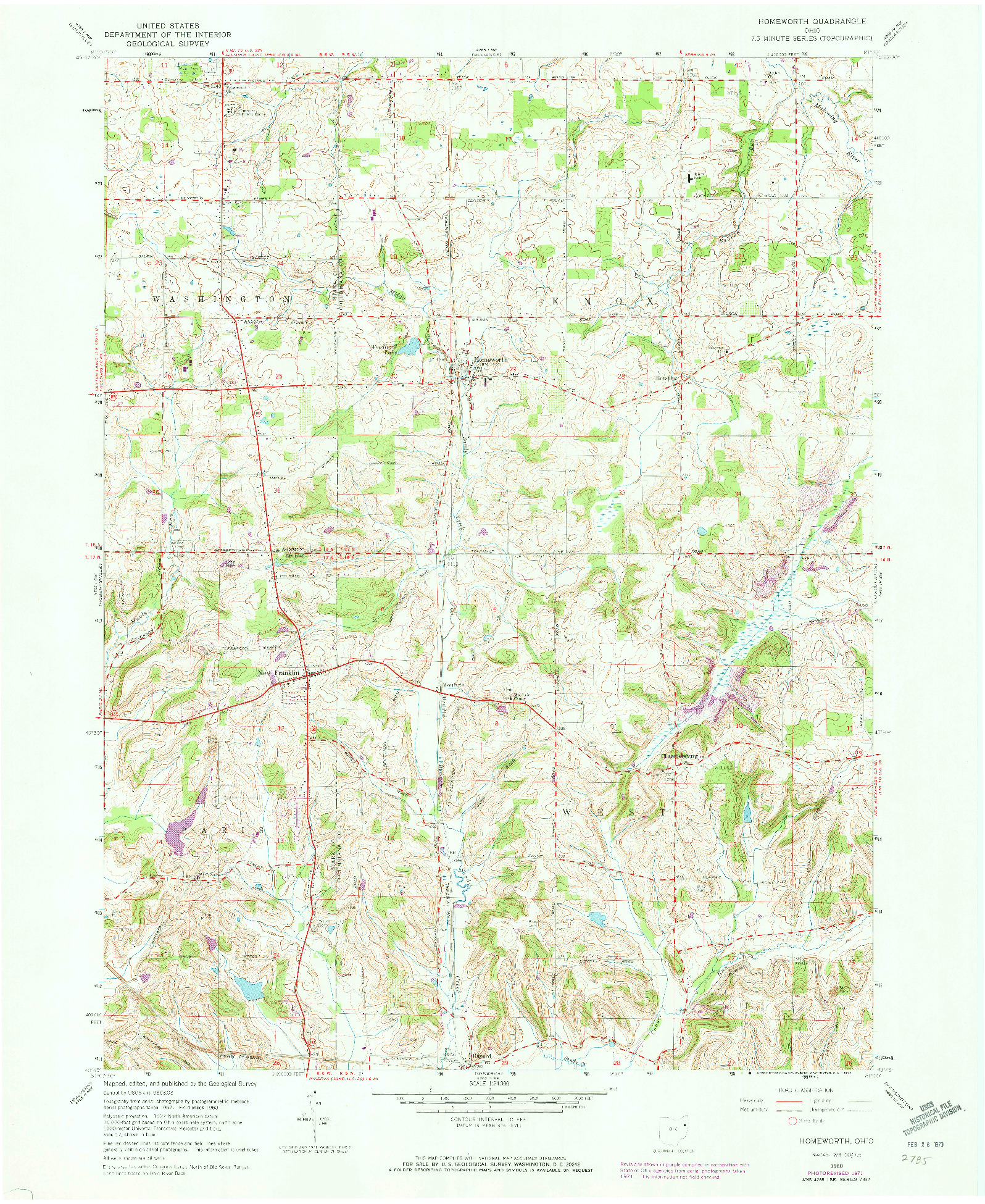 USGS 1:24000-SCALE QUADRANGLE FOR HOMEWORTH, OH 1960