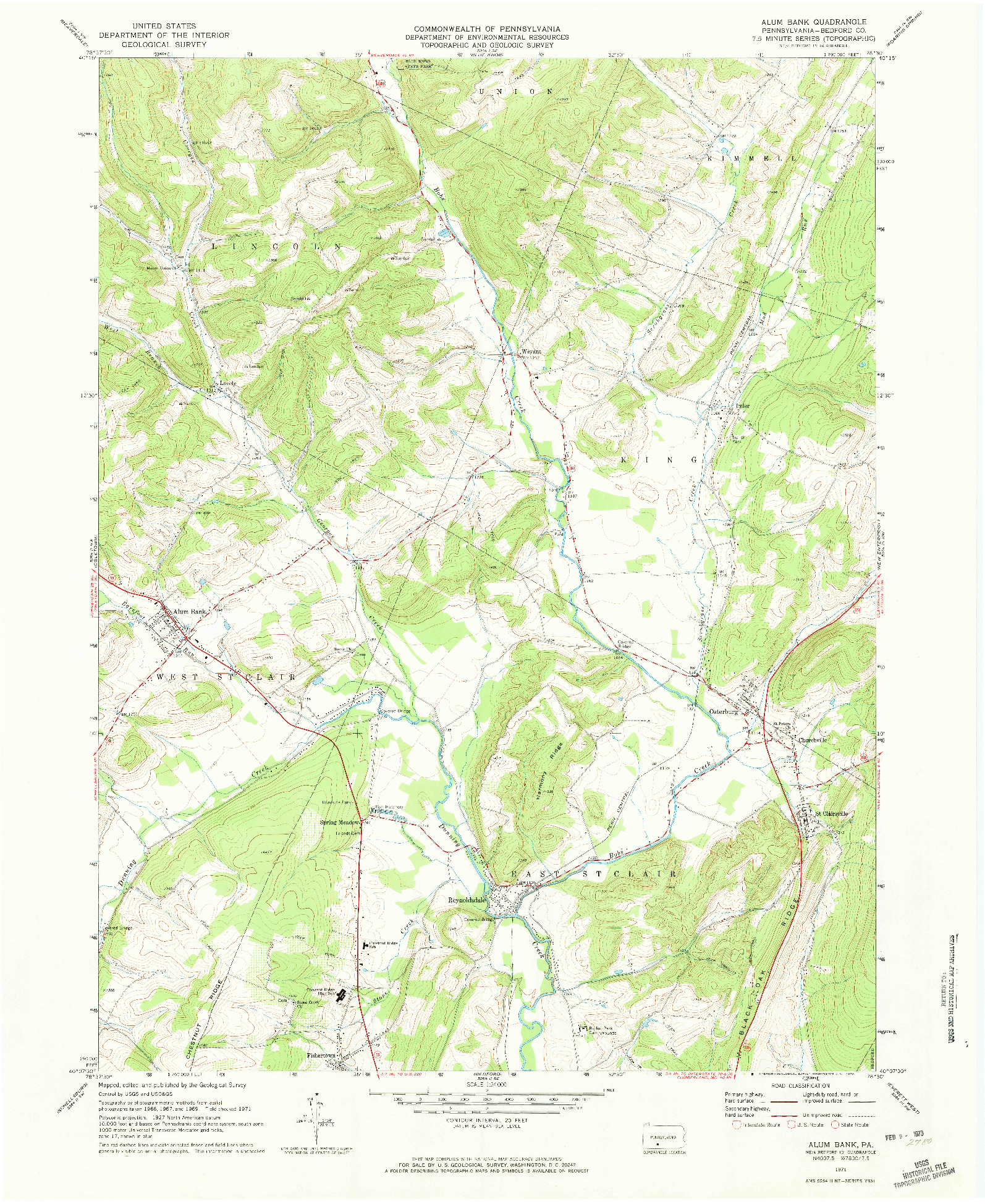 USGS 1:24000-SCALE QUADRANGLE FOR ALUM BANK, PA 1971