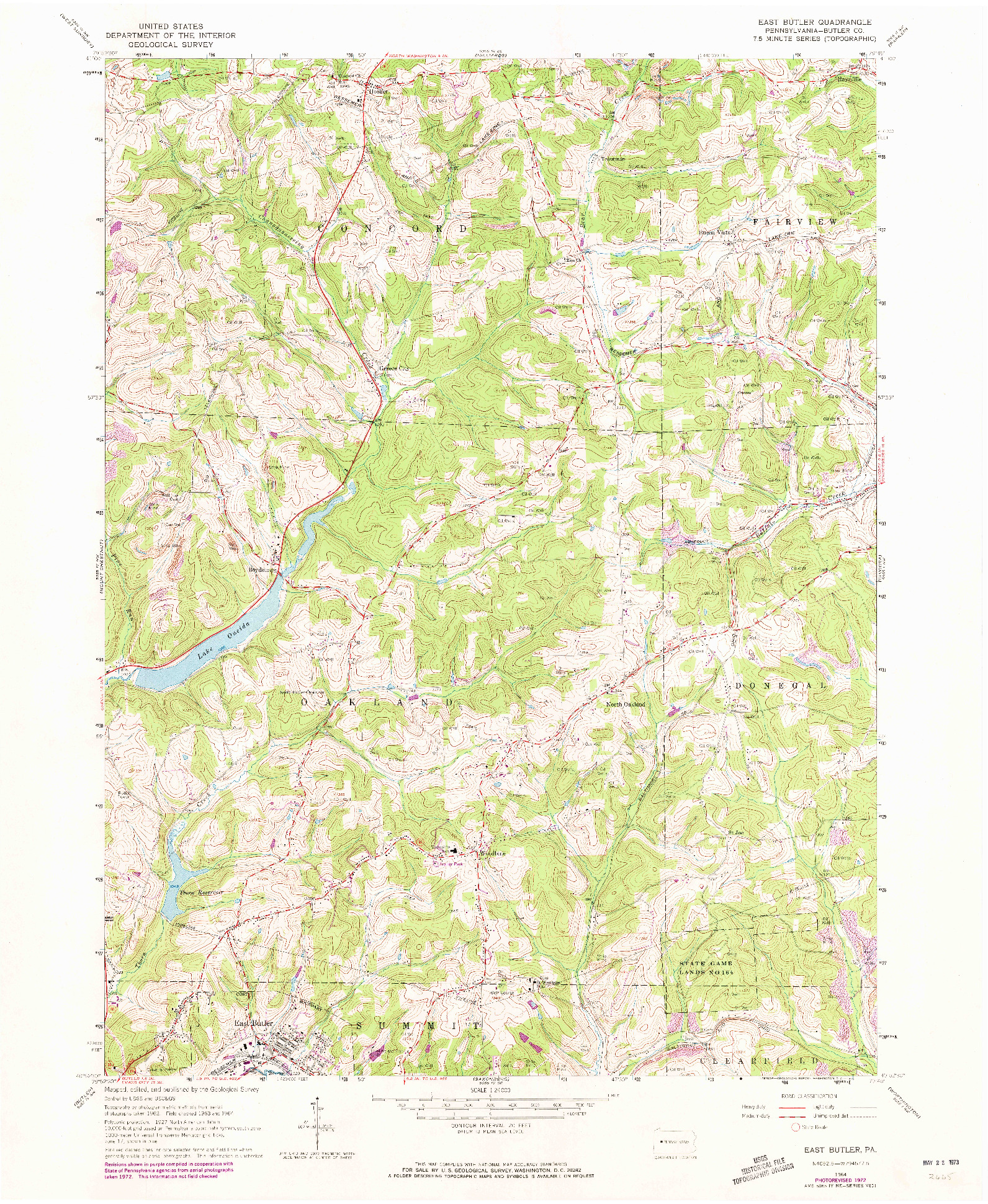 USGS 1:24000-SCALE QUADRANGLE FOR EAST BUTLER, PA 1964