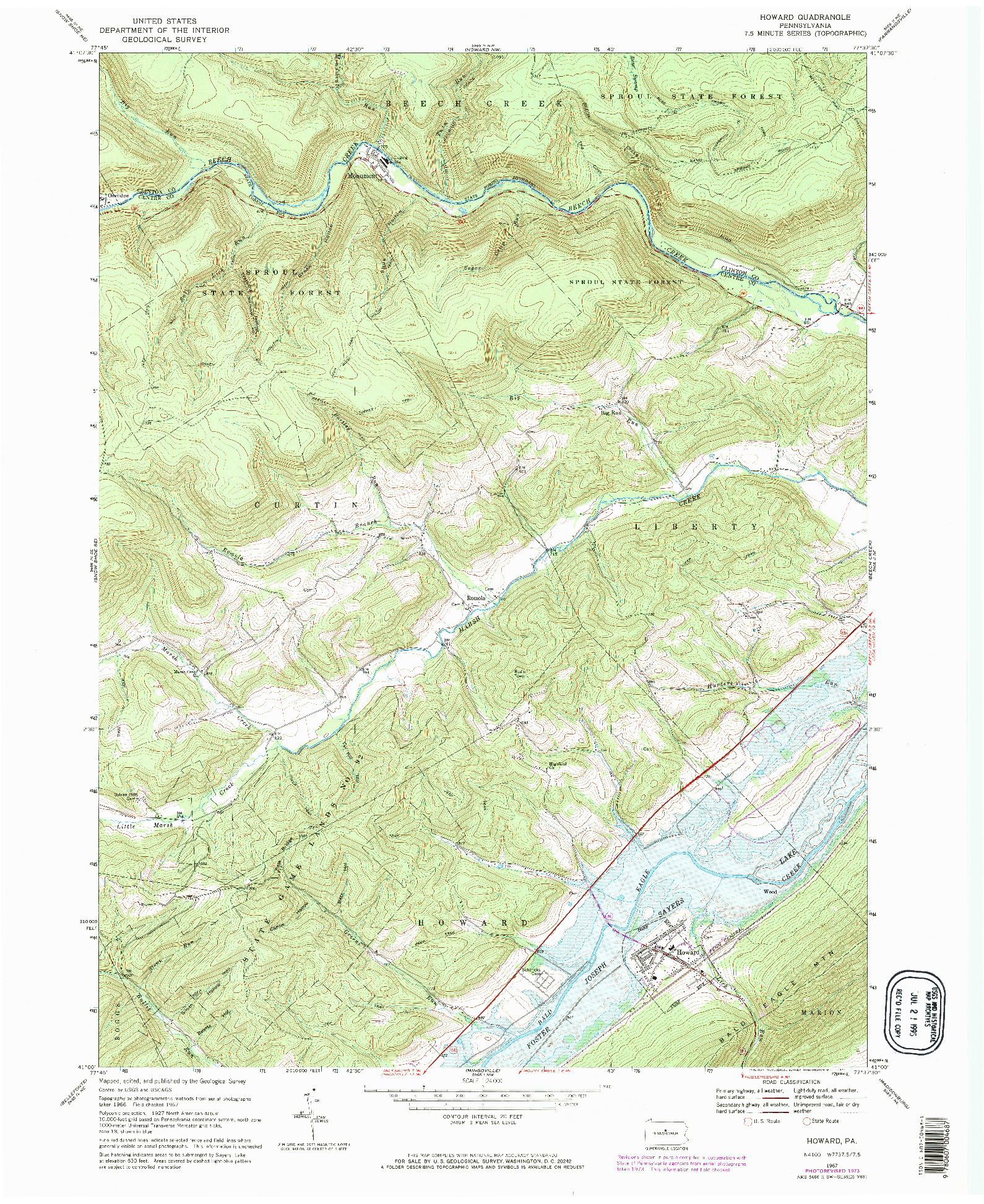 USGS 1:24000-SCALE QUADRANGLE FOR HOWARD, PA 1967